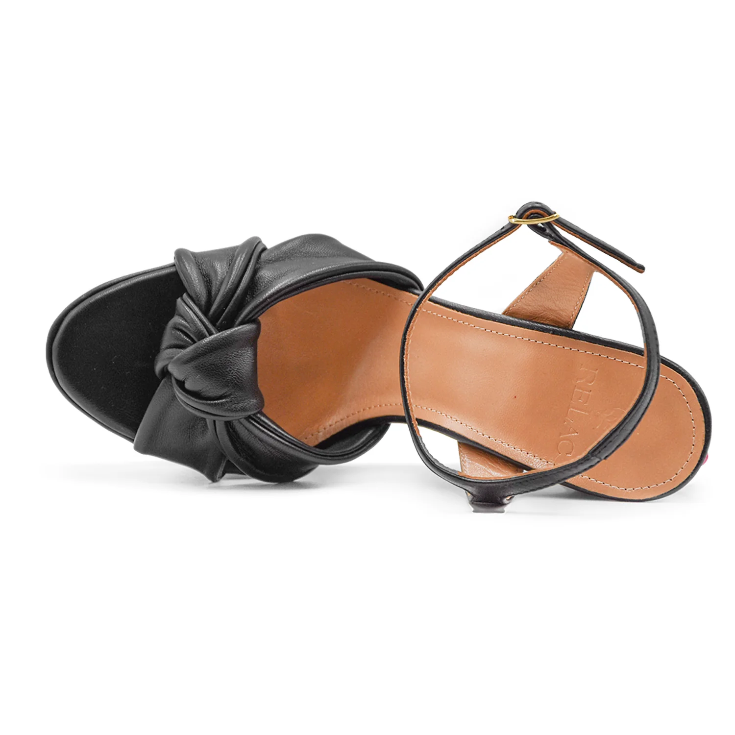Sandali Donna Nero Lac In Morbida Nappa Con Fiocco Oversize - Image 3