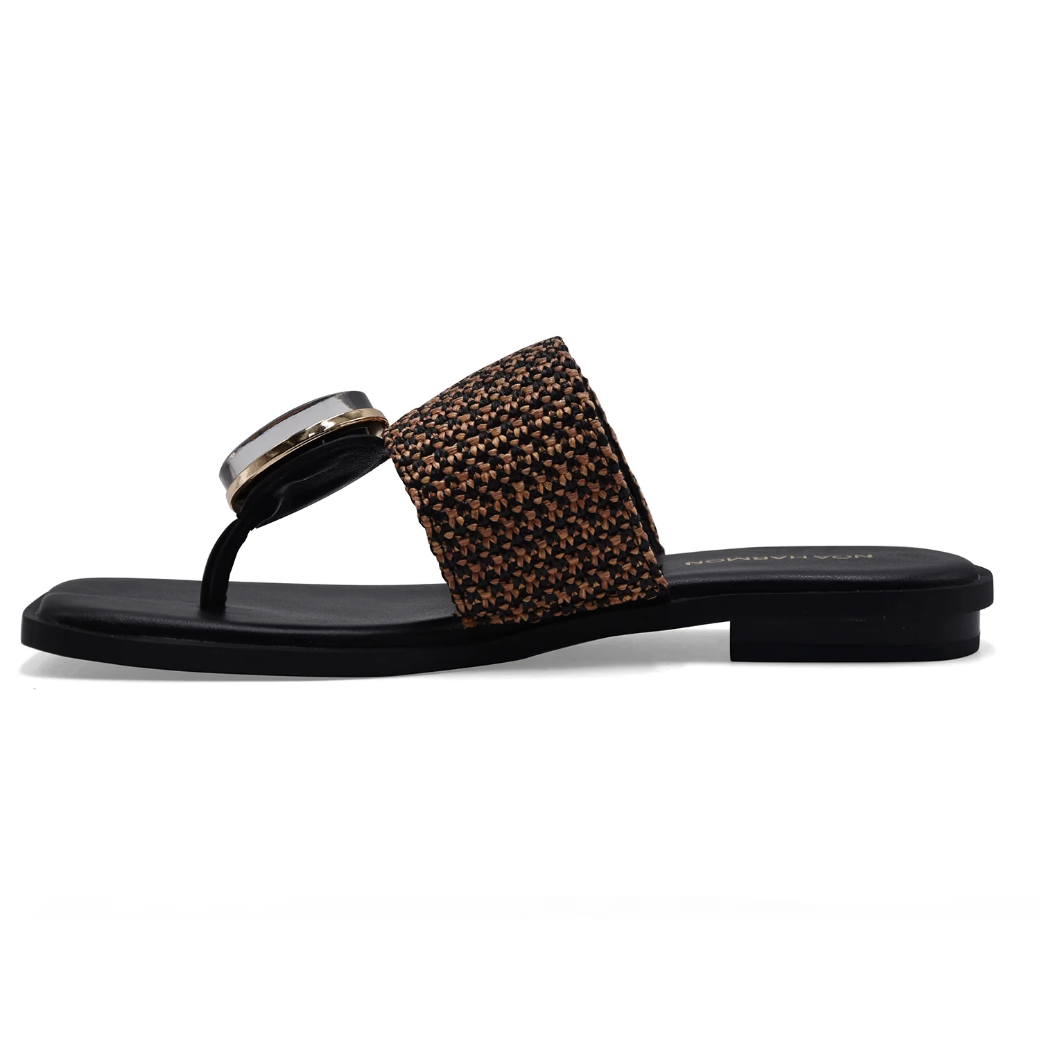 Sandali Donna Noa Harmon 10285-67 Rafia In Tonalità Cuoio Nero - Image 3