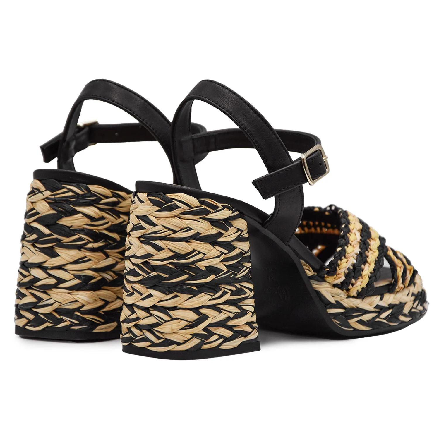 Sandali Castañer Vicen Nero Naturale Dallo Stile Grafico Donna - Image 3