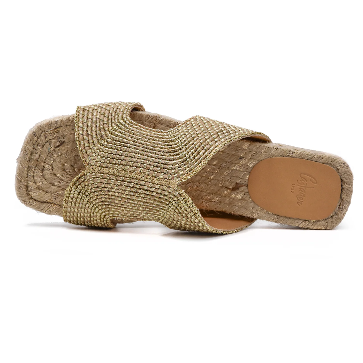 Sandali Bassi Castañer Donna Modello Puri Juta Oro Intrecciata - Image 3