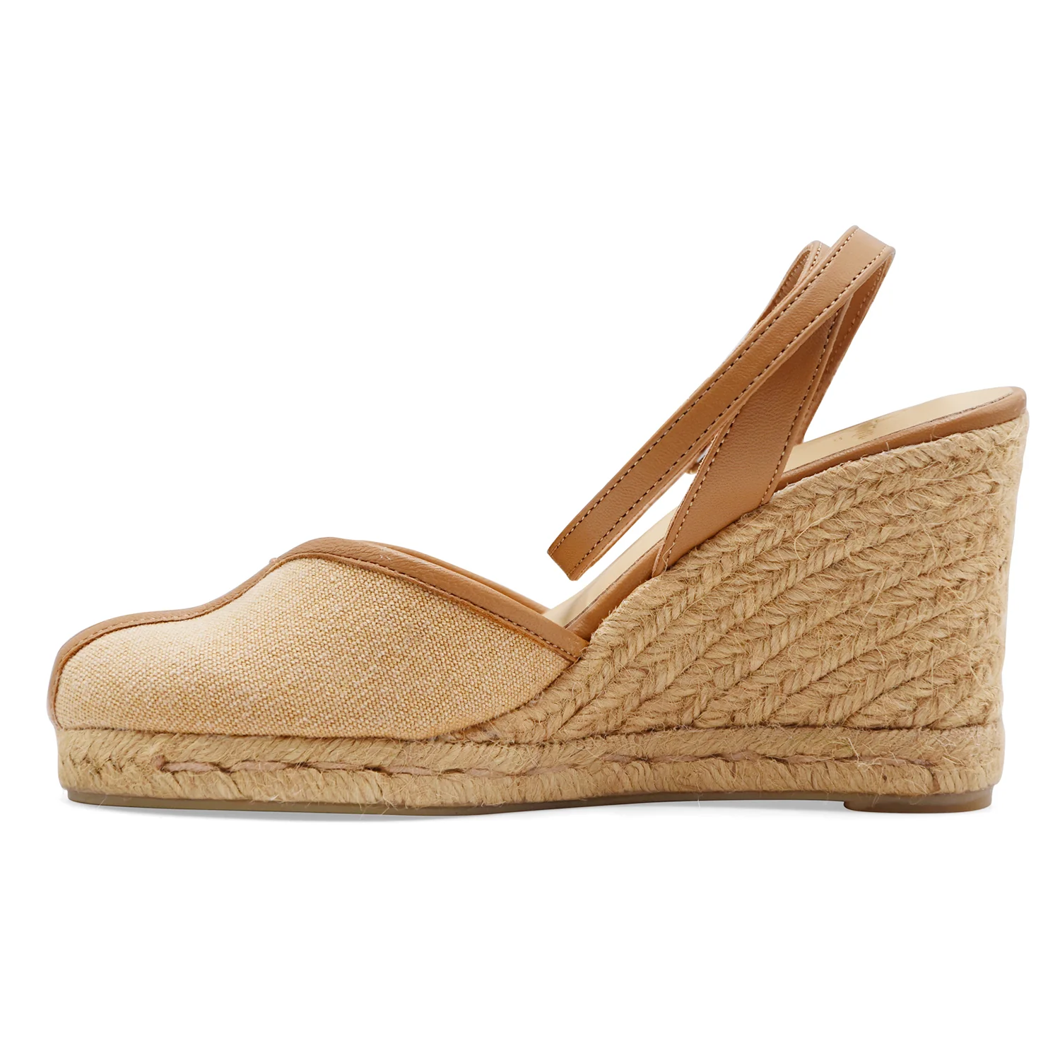 Castañer Sandali Donna CECILIA Tessuto Beige Pelle Color Cuoio - Image 2