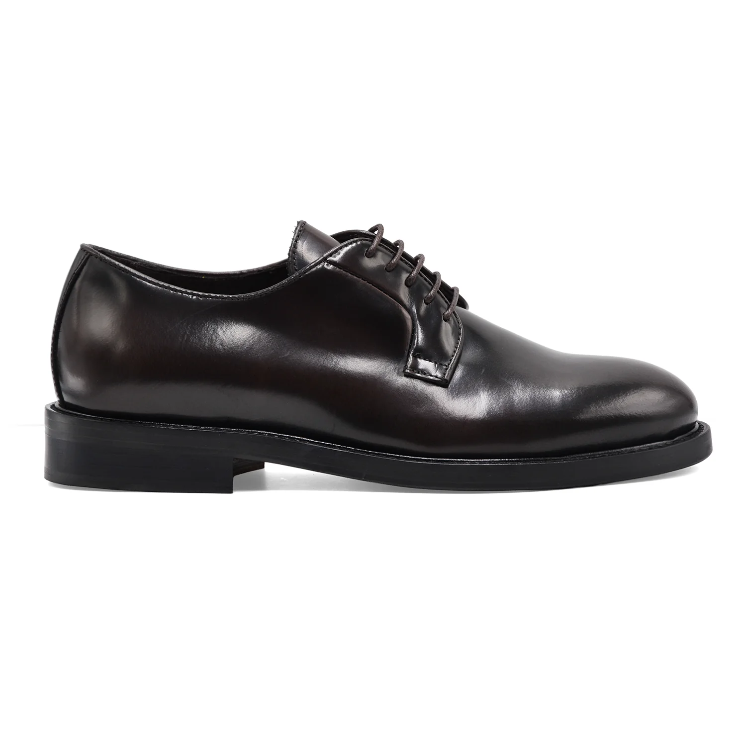 Allacciata Derby Uomo Derby Saxone 044 In Pelle Marrone Lucida