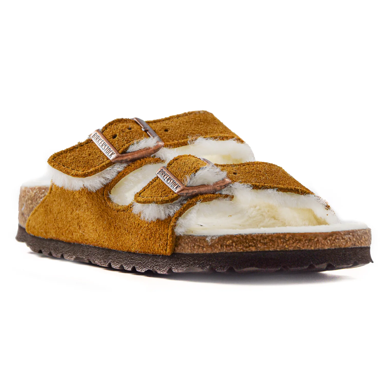 Birkenstock Arizona Shearling Sandali Tabacco Donna Pelo Chiaro - Image 5