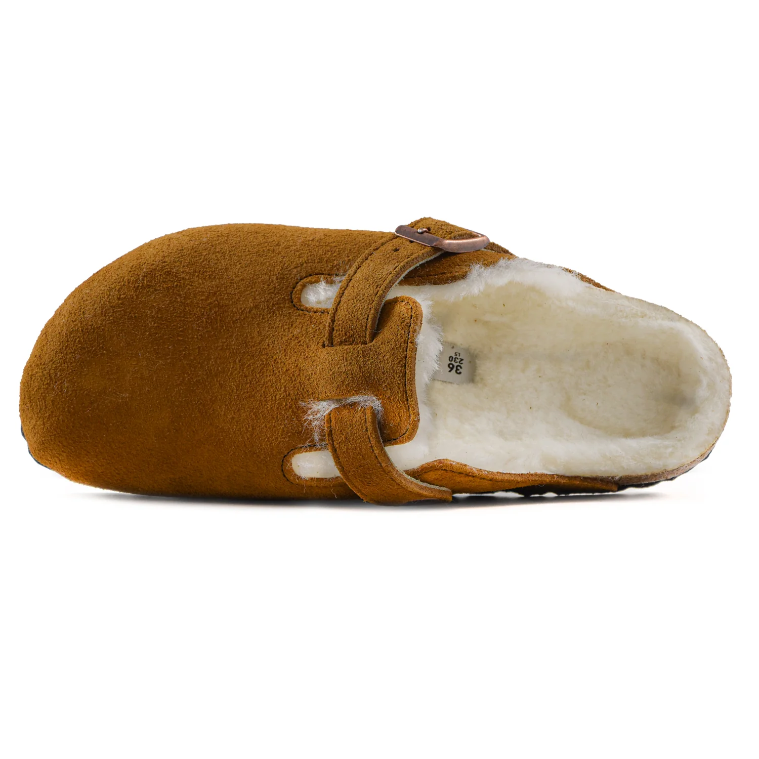 Sabot Birkenstock Boston Shearling Donna Tabacco Fibbia Brunita - Image 3