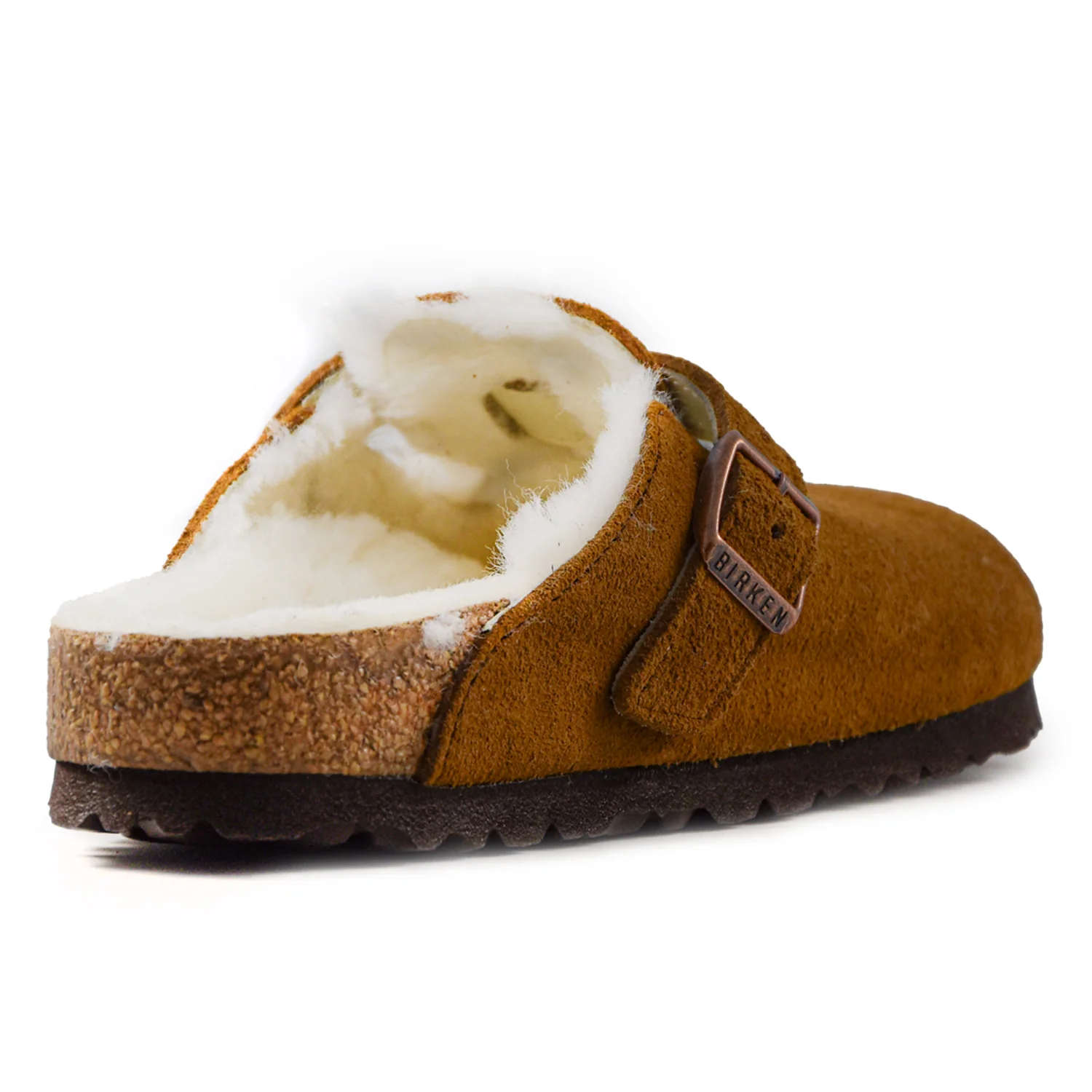 Sabot Birkenstock Boston Shearling Donna Tabacco Fibbia Brunita - Image 4