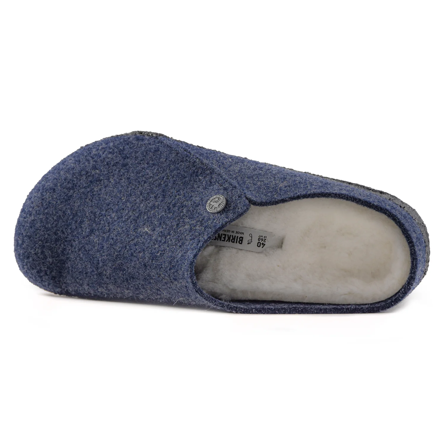Birkenstock Sabot Uomo Zermatt Feltro Lana Blu Plantare Shearling - Image 4
