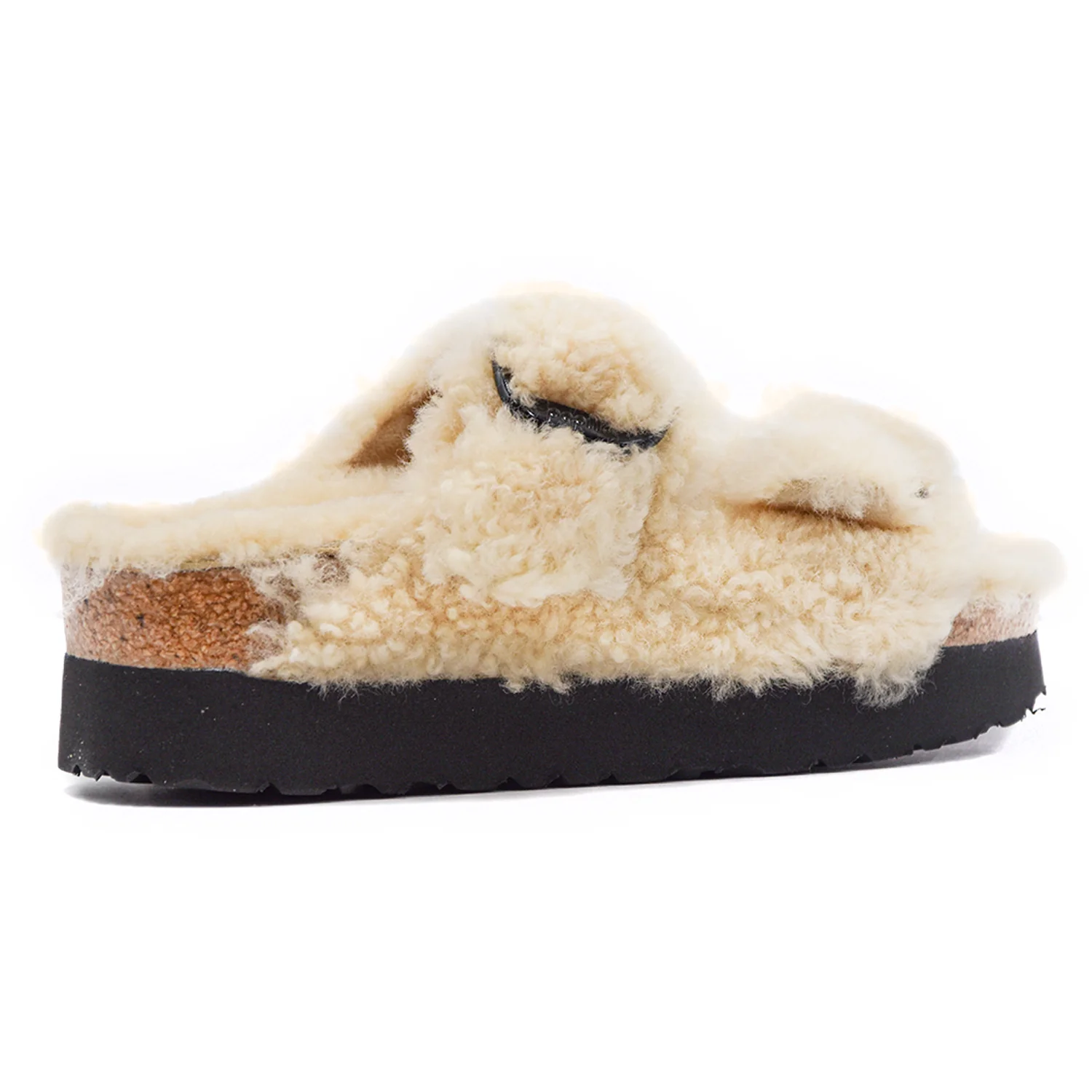 Arizona Teddy Sandalo Birkenstock Donna Beige Fibbie Amplificate - Image 4