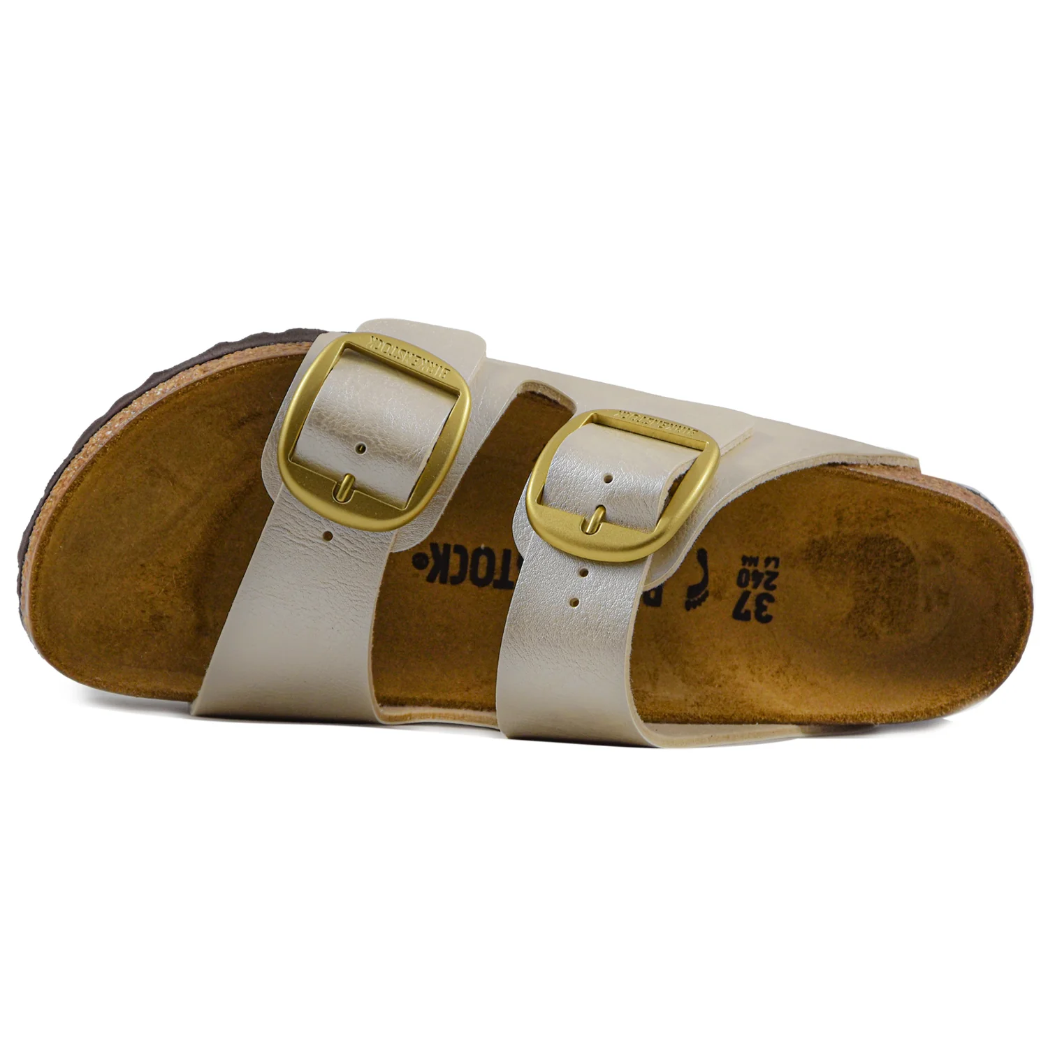 Birkenstock Big Buckle Sandali Donna Bianco Fibbie Oro Logate - Image 3