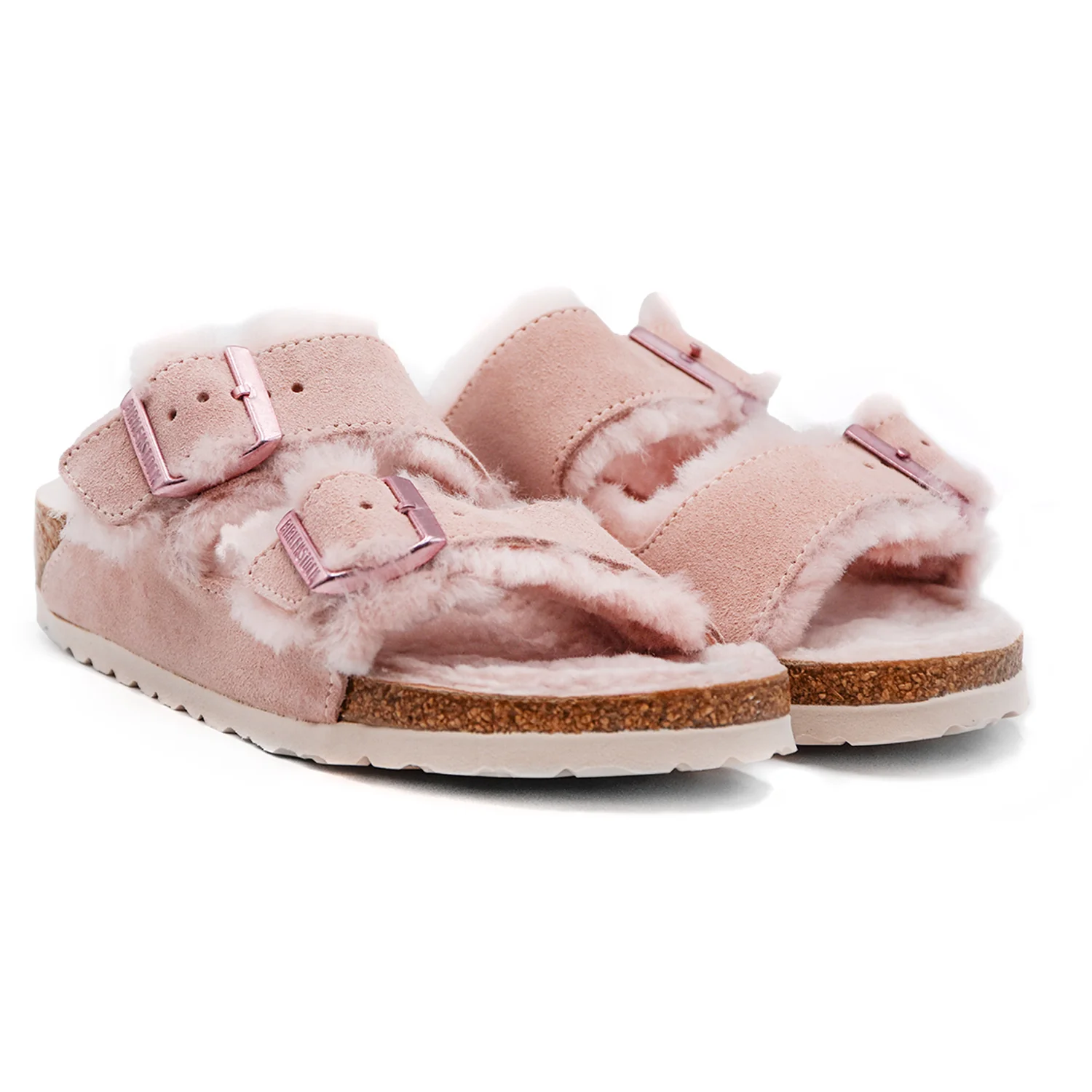 Sandali Birkenstock Shearling Narrown Donna Nude Caldo E Morbido - Image 5