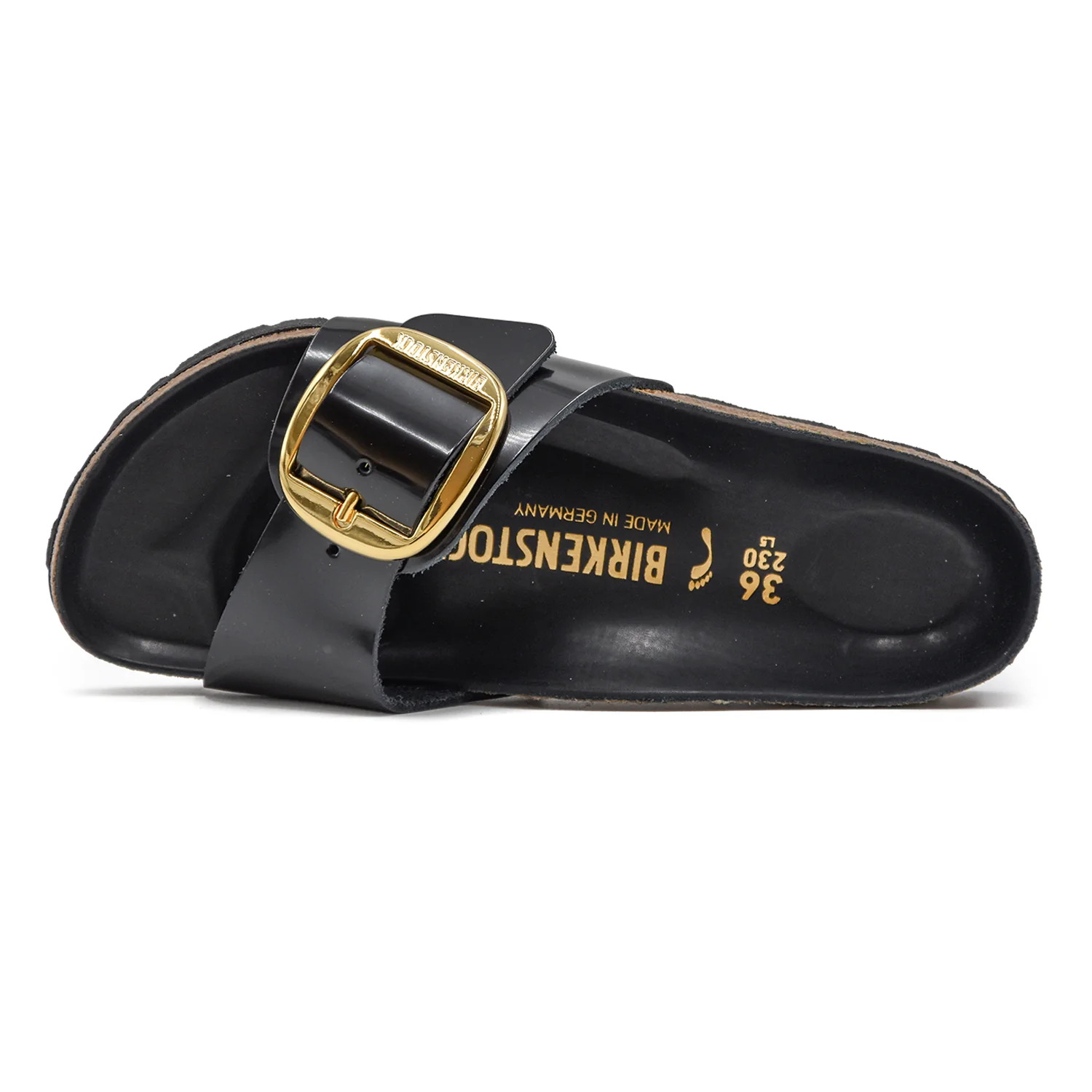 Sandali Birkenstock Nero Madrid Big Buckle Aspetto Brillante Donna - Image 4