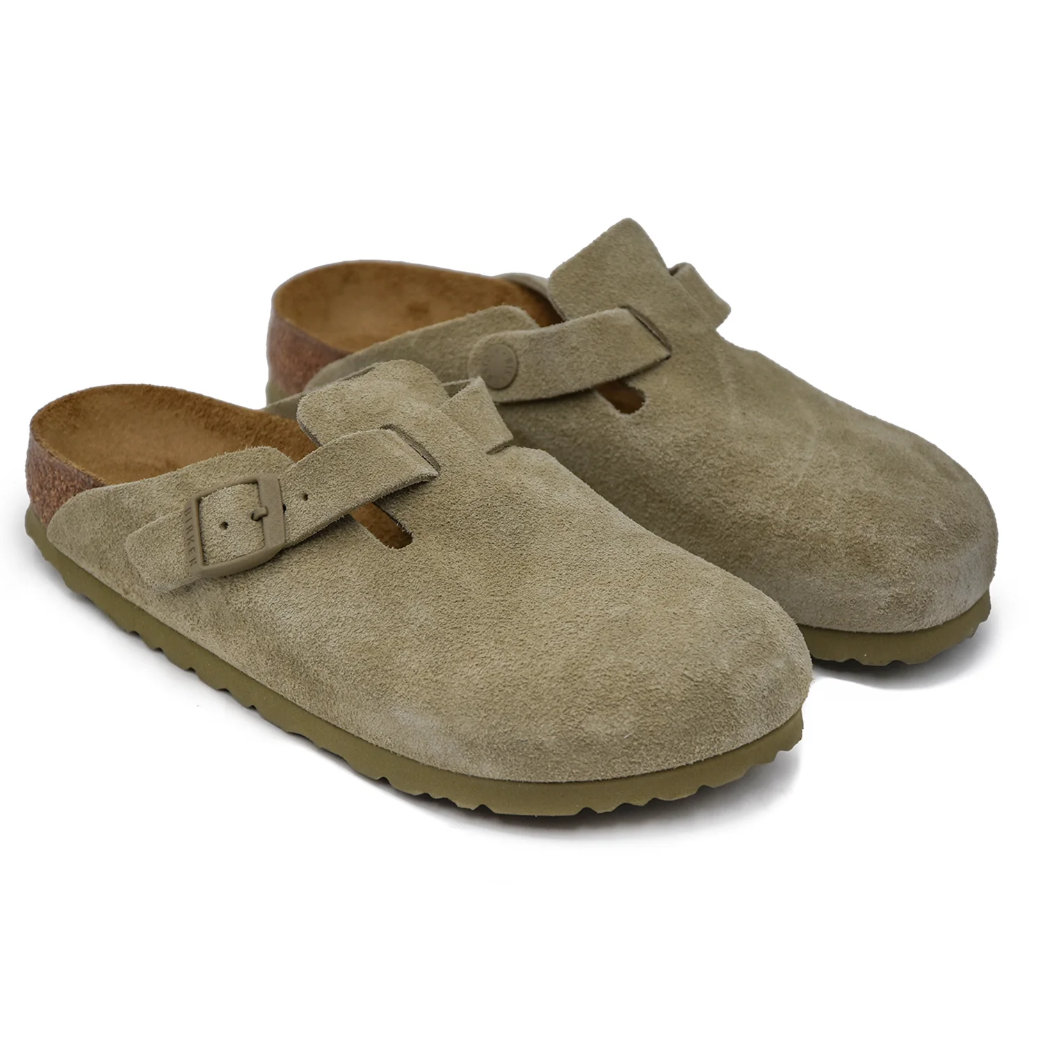 Sabot Birkenstock Boston BS Donna Khaki In Pelle Scamosciata - Image 2