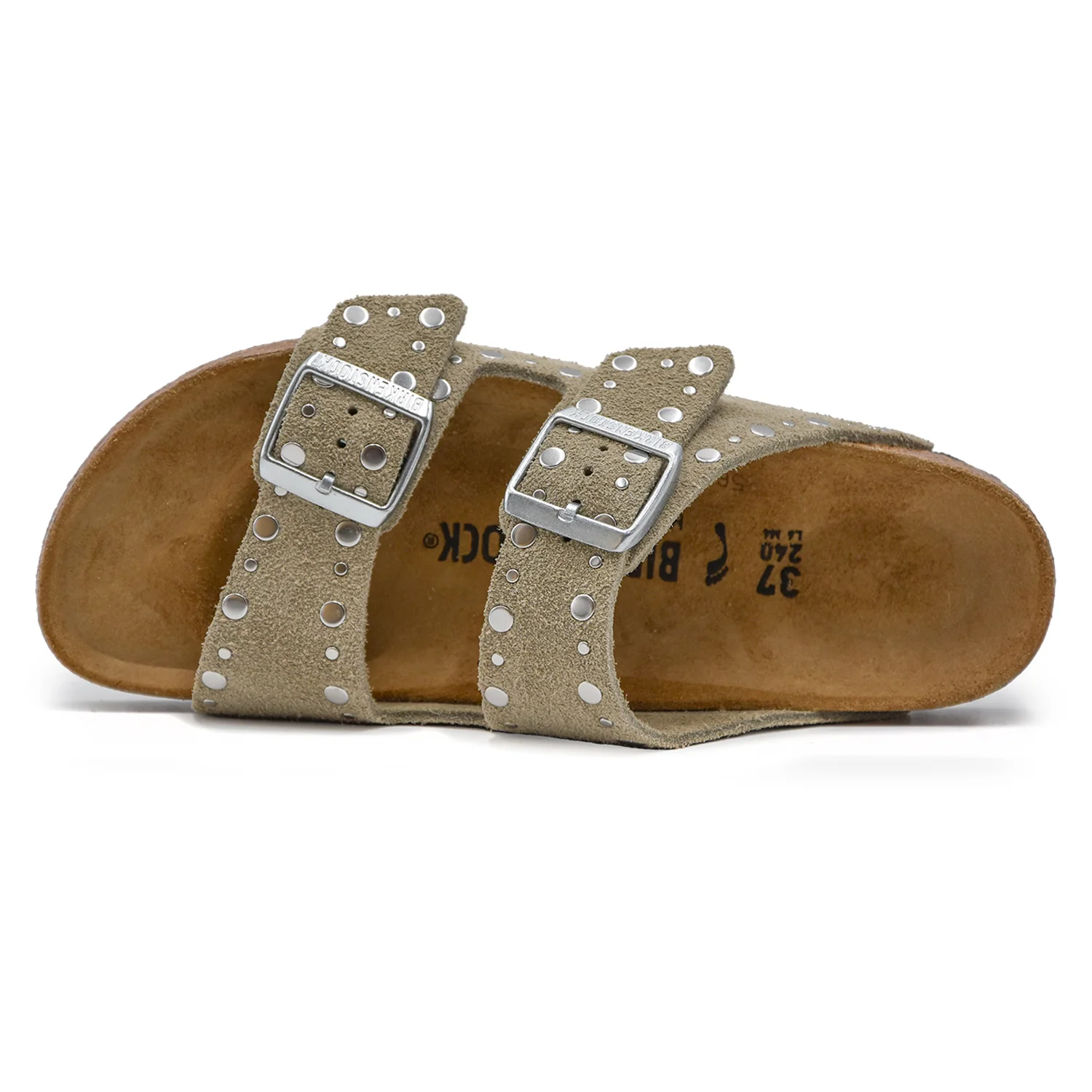 Birkenstock Sandali Arizona Rivet Border Taupe In Camoscio Donna - Image 3