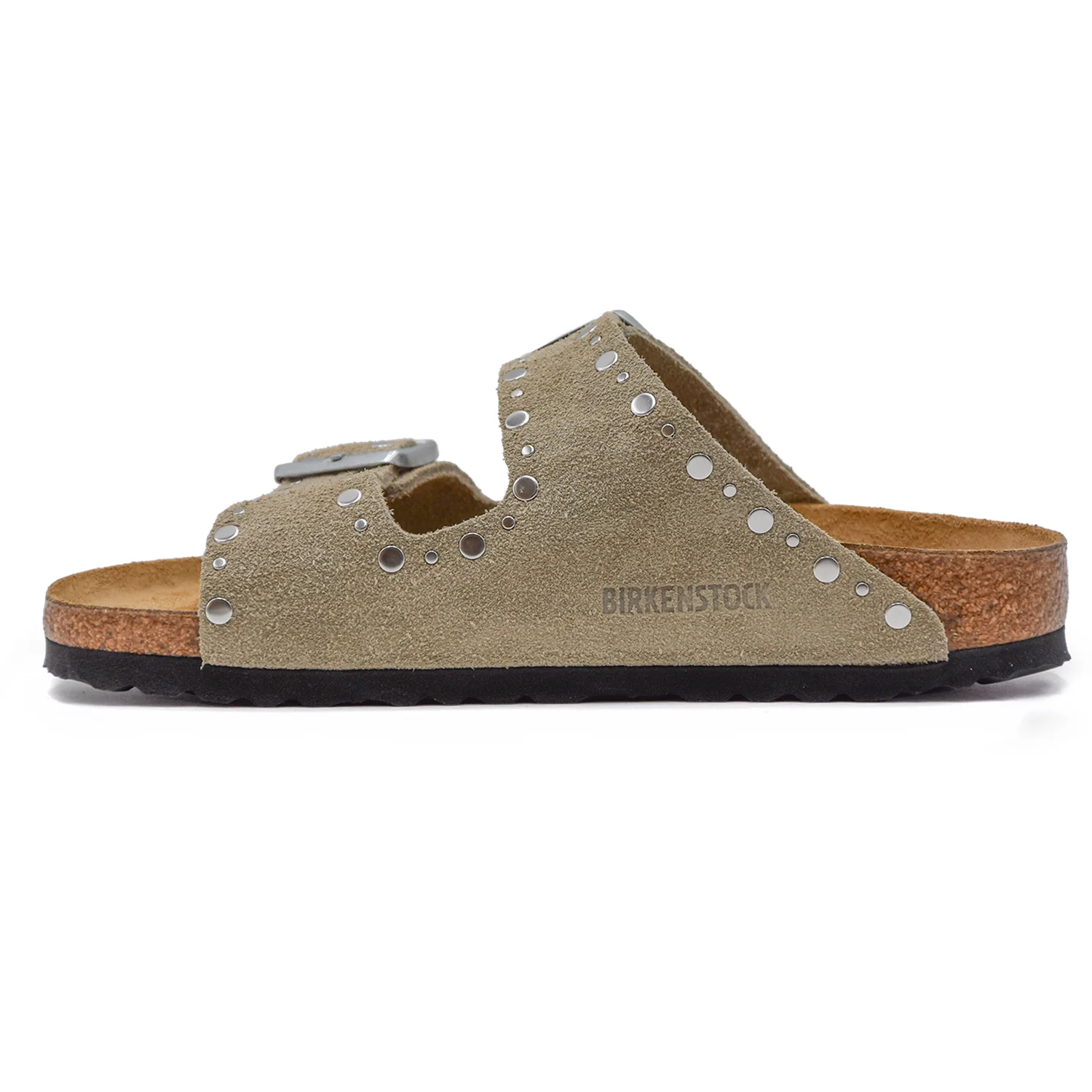 Birkenstock Sandali Arizona Rivet Border Taupe In Camoscio Donna - Image 4