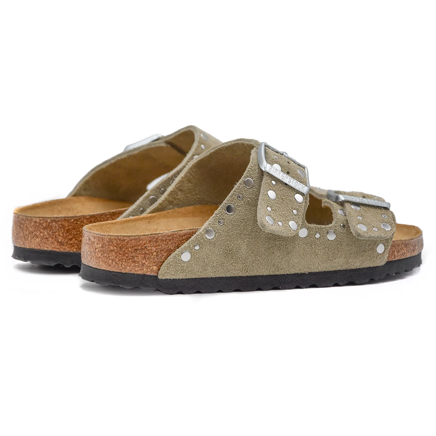 Birkenstock Sandali Arizona Rivet Border Taupe In Camoscio Donna - Image 5