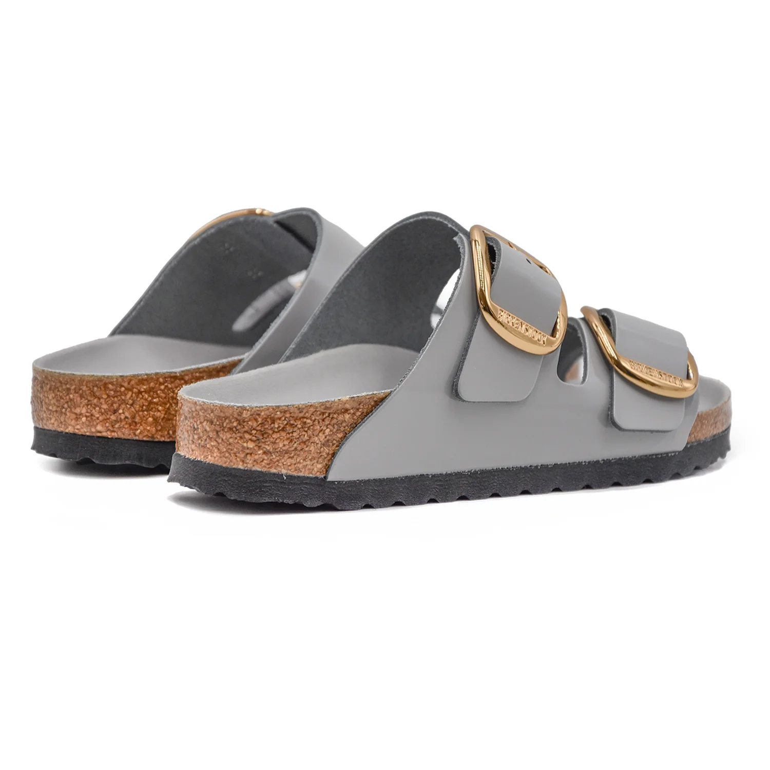 Birkenstock Big Buckle Grigio Sandali Donna Plantare Pelle Piumato - Image 4
