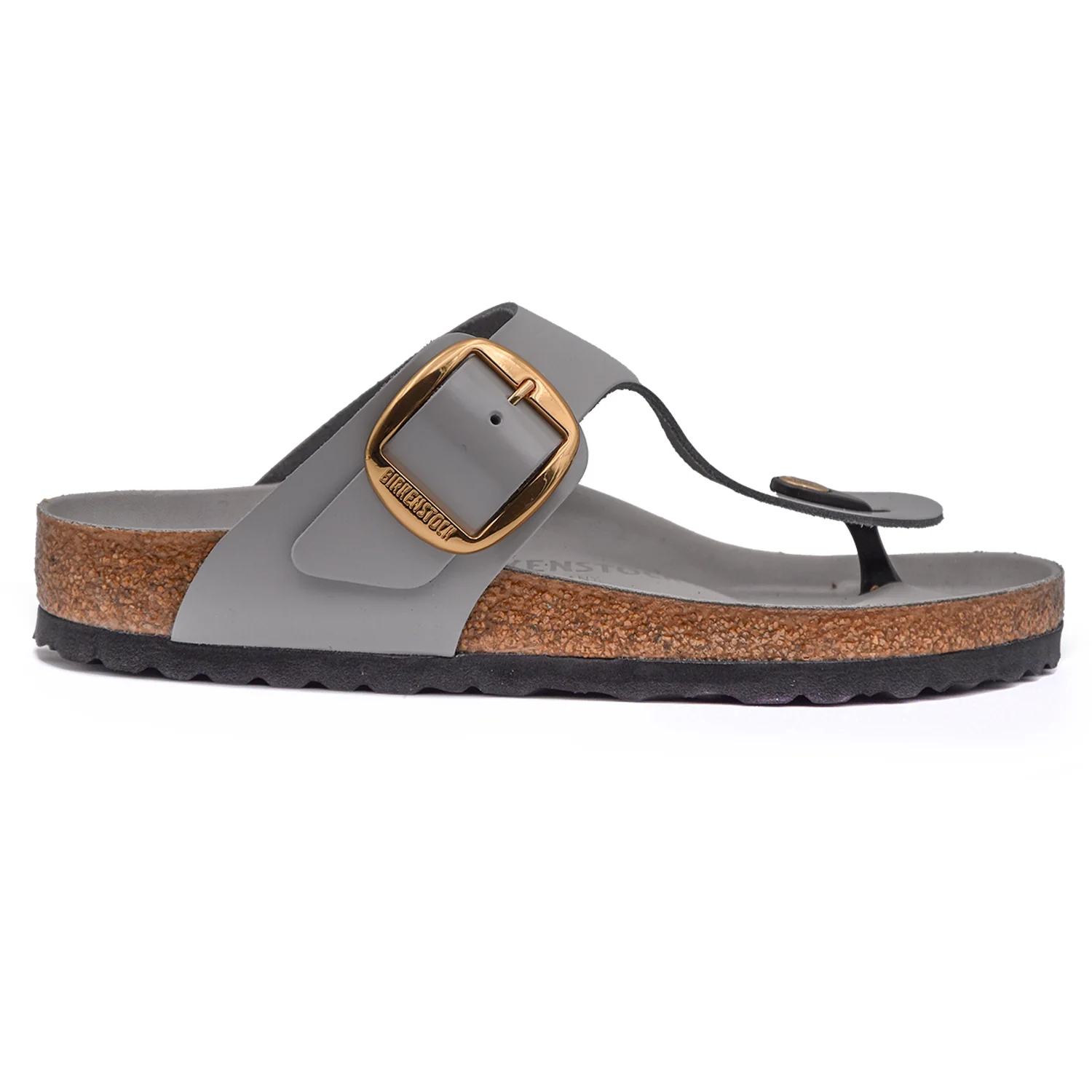 Sandali Birkenstock Donna Gizeh Grigio In Pelle Verniciata