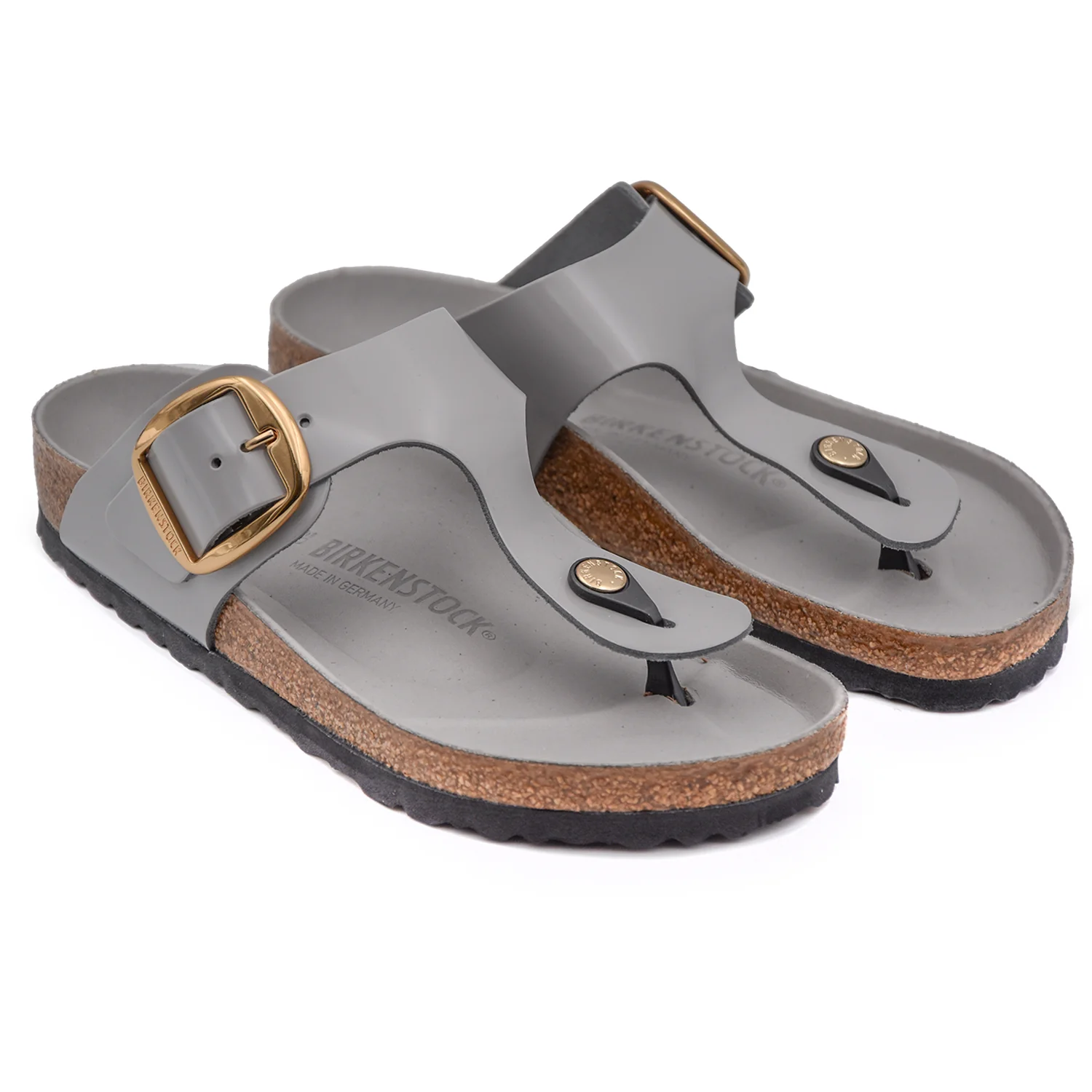 Sandali Birkenstock Donna Gizeh Grigio In Pelle Verniciata - Image 2