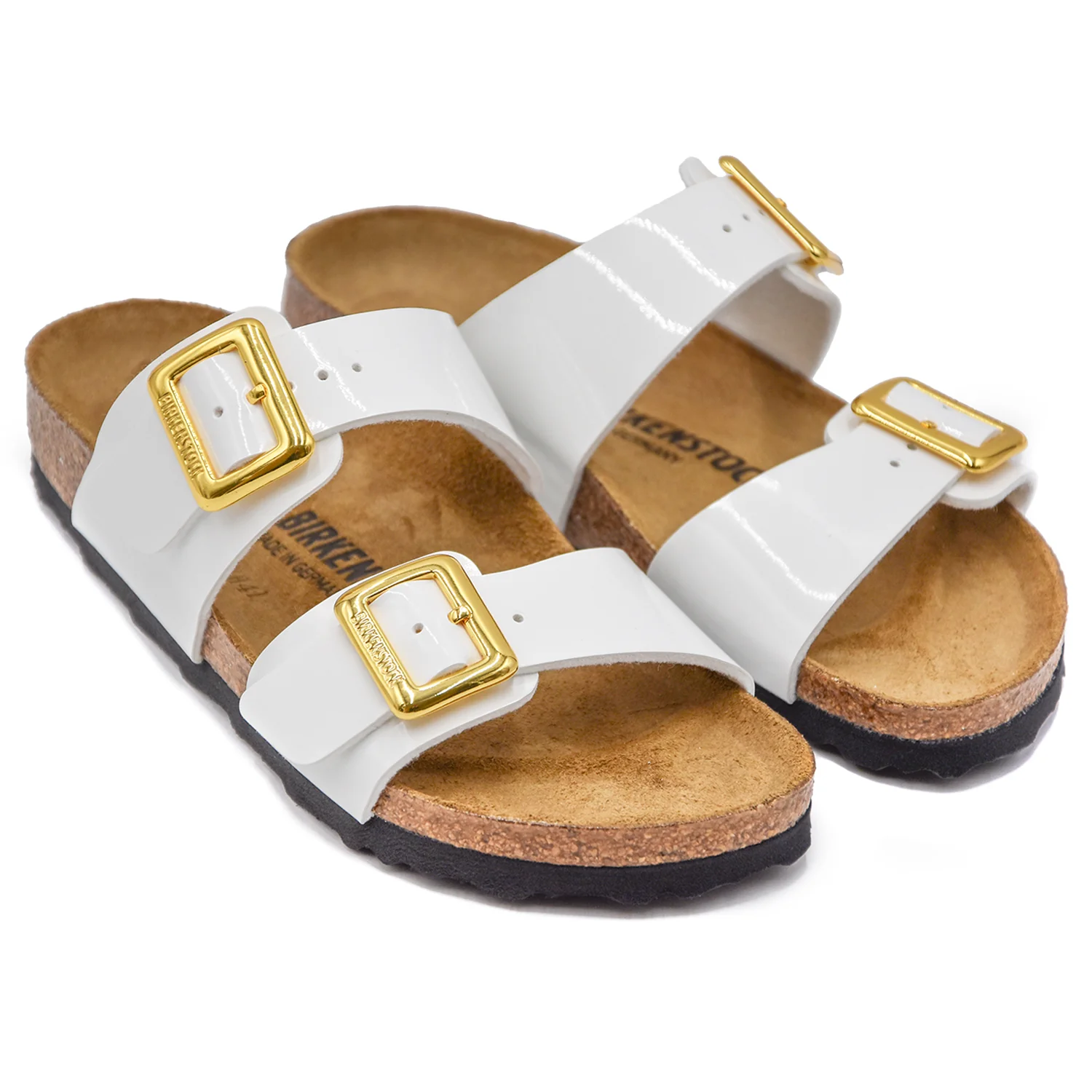 Birkenstock Donna Sydney Cushion Buckle Bianco Con Ardiglioni Oro - Image 2