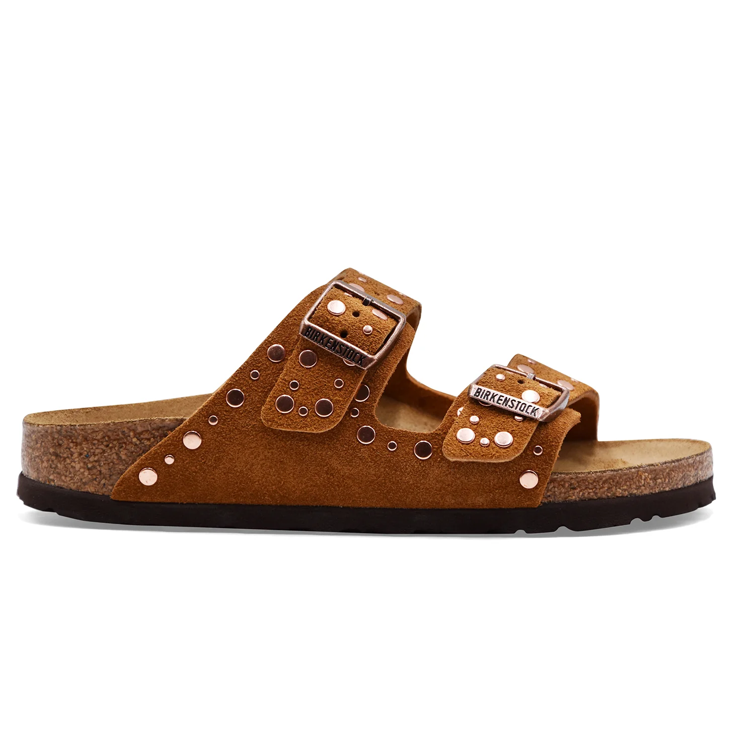 Sandali Birkenstock Arizona Donna Suede Mink Rivetti Applicati