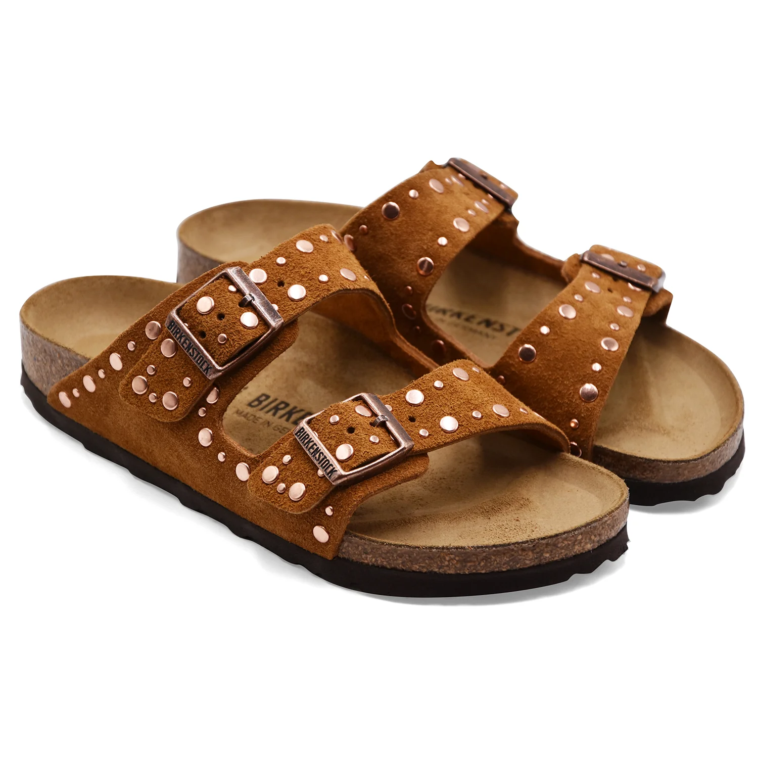 Sandali Birkenstock Arizona Donna Suede Mink Rivetti Applicati - Image 2