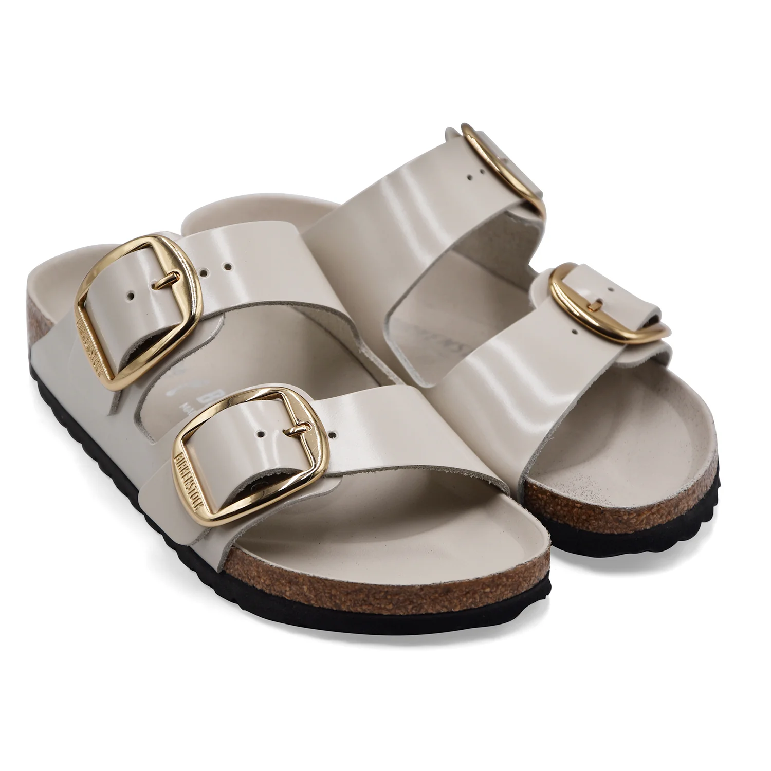Birkenstock Donna Sandali Pelle Bianco Lucente Arizona Big Buckle - Image 2