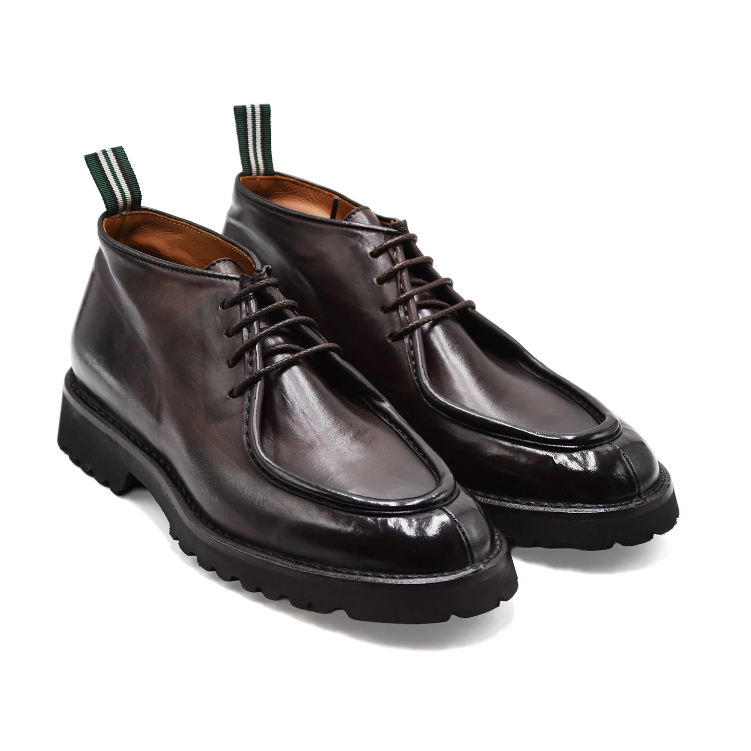 Allacciata Green George Uomo Norvegese Pelle Maremma Marrone - Image 2