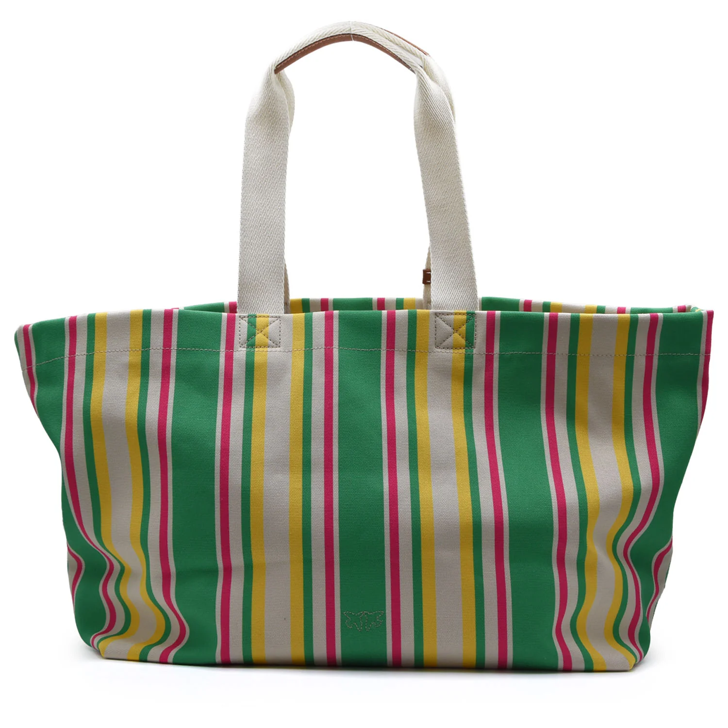 Borsa Shopper Grande Pinko Tela Multicolor Verde Giallo Estivo - Image 3
