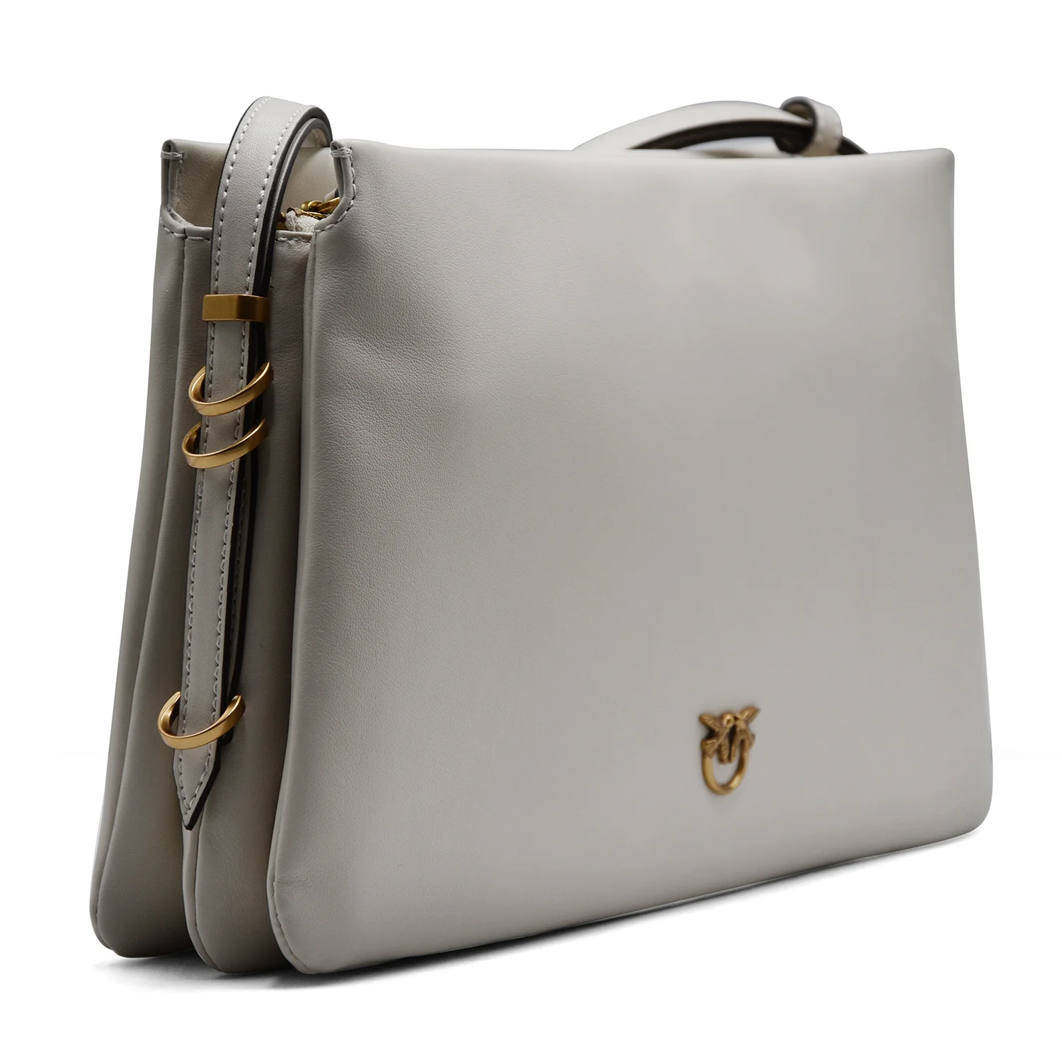 Pinko Borsa Triplet Donna In Pelle Bianco Seta Con Dettagli Oro - Image 3