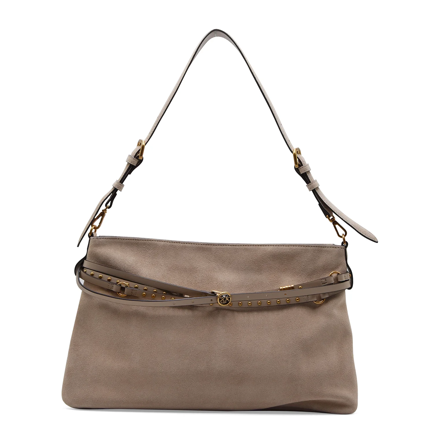 Borsa Pinko Donna Belt Bag Big Suede Beige Grigio Fumo Antique