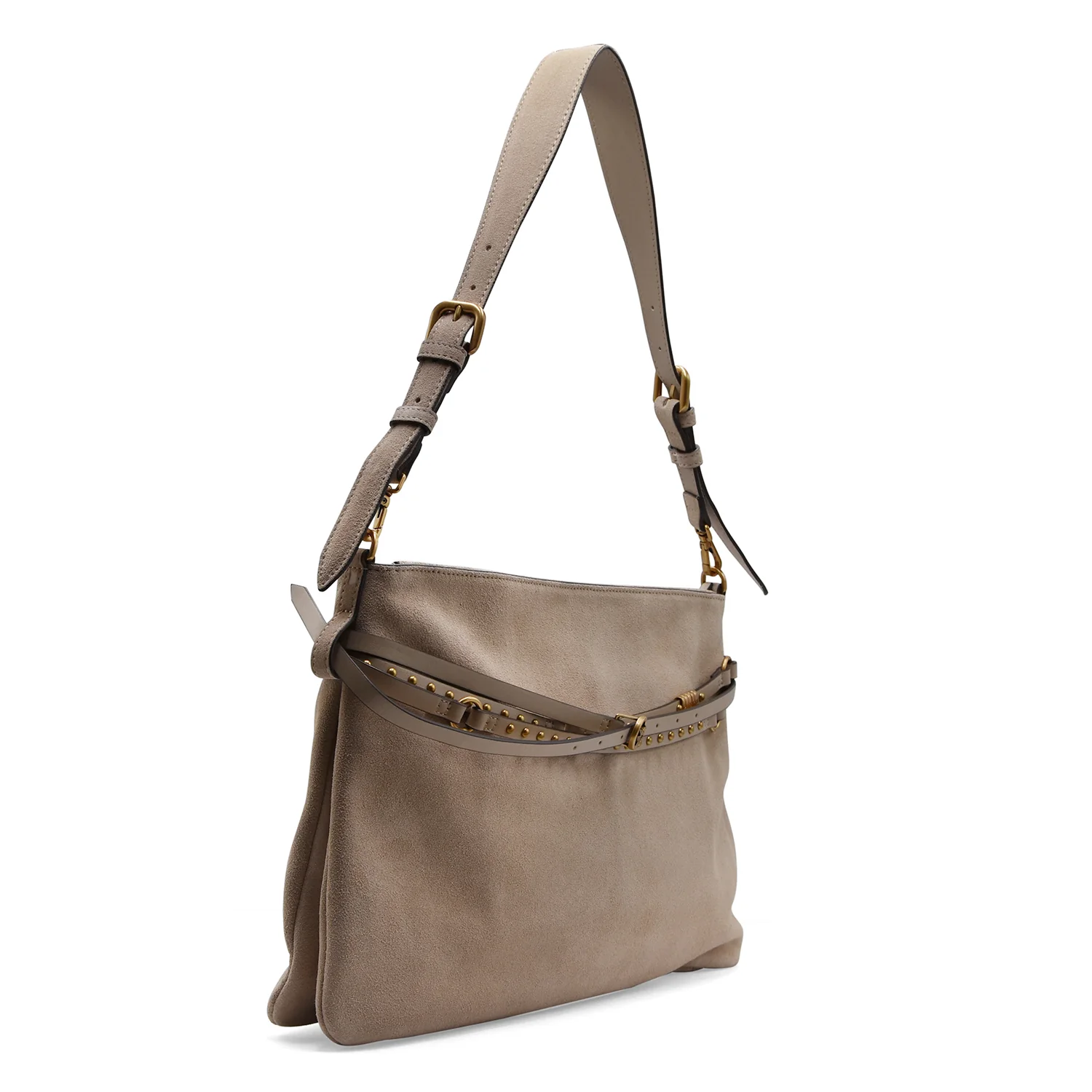 Borsa Pinko Donna Belt Bag Big Suede Beige Grigio Fumo Antique - Image 2