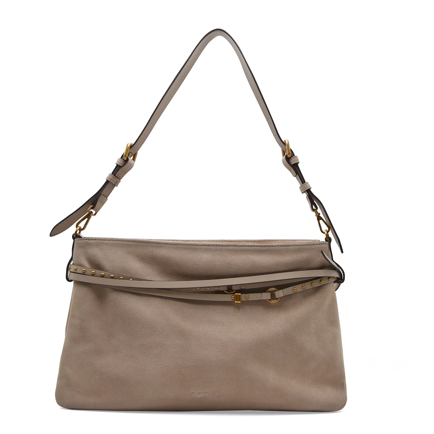 Borsa Pinko Donna Belt Bag Big Suede Beige Grigio Fumo Antique - Image 3