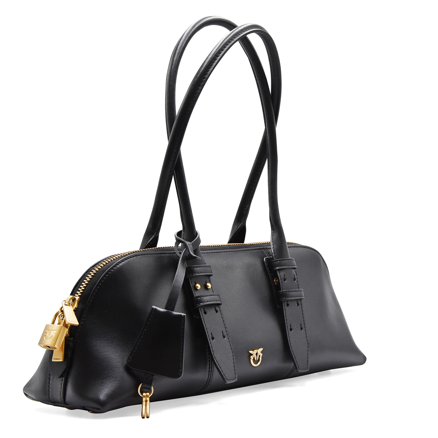 Pinko Borsa Donna Bowling Baguette Big Pelle Nero Dettagli Oro - Image 2