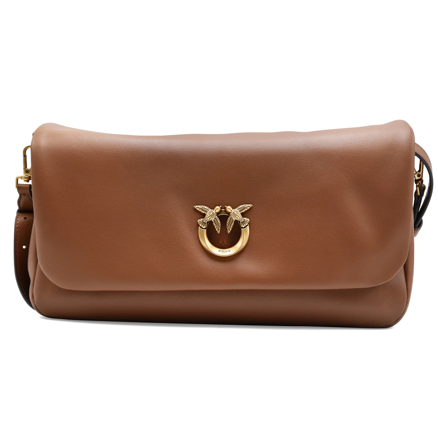 Borsa Pinko Donna Tracolla Click Soft Pelle Marrone Antique Gold