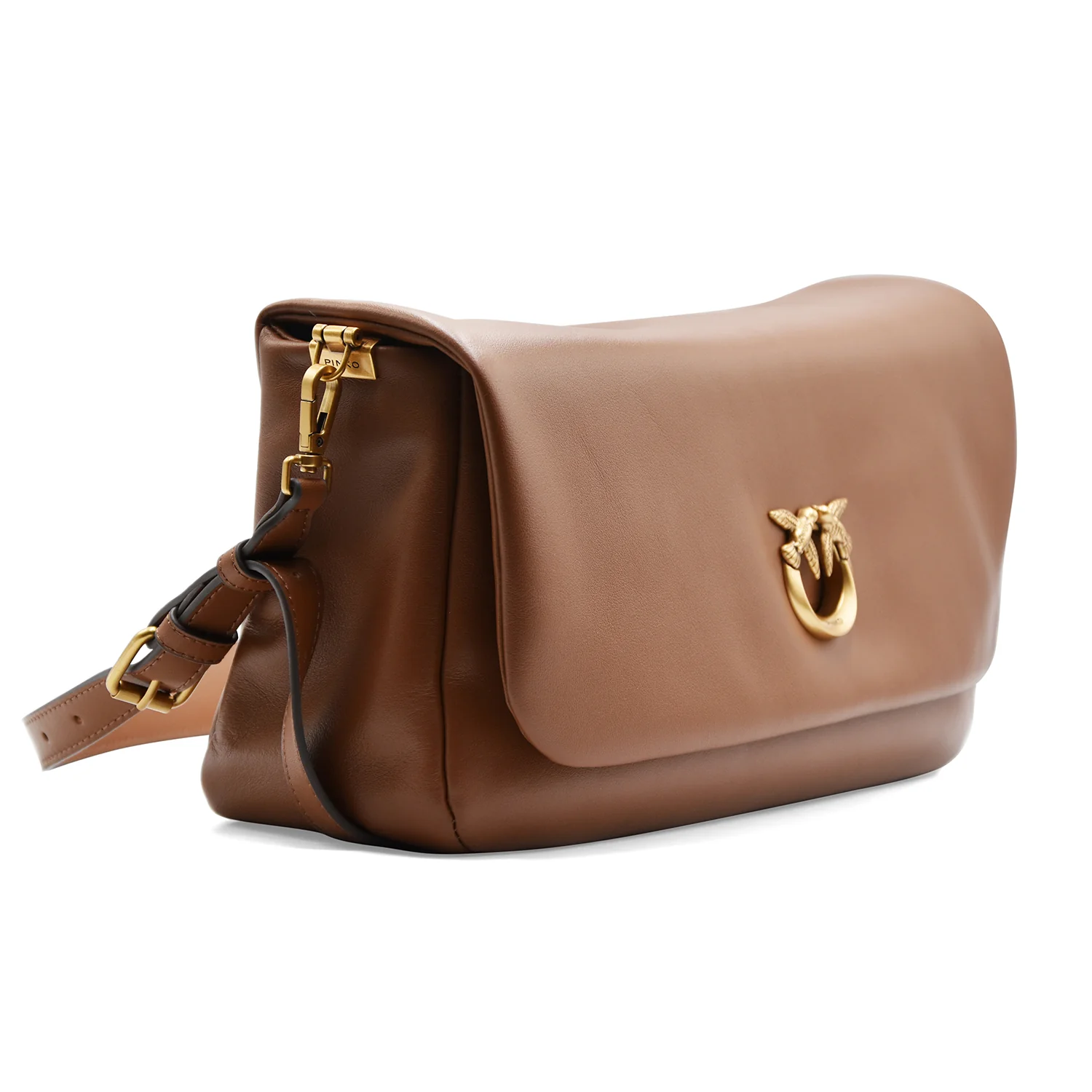 Borsa Pinko Donna Tracolla Click Soft Pelle Marrone Antique Gold - Image 2