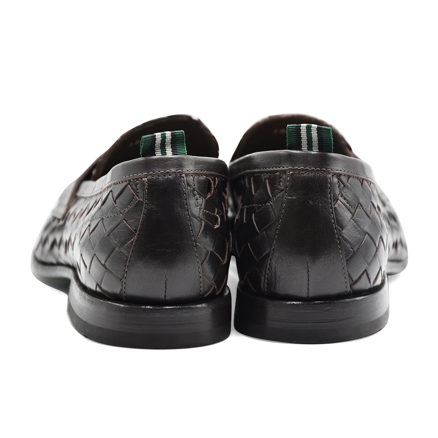 Mocassini Green George Uomo 1073 Vera Pelle Intrecciata Marrone - Image 5