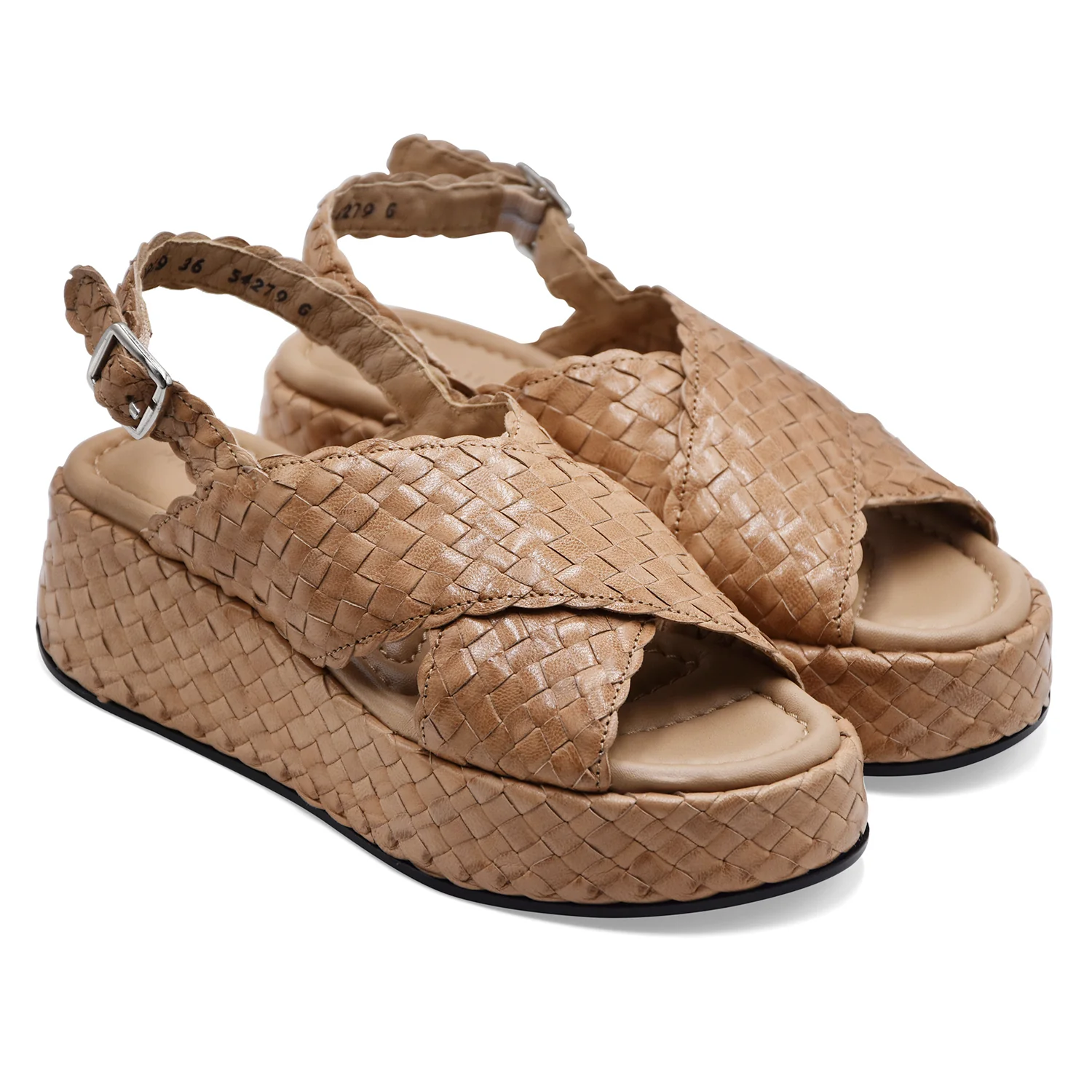 Pons Quintana Sandali Donna MAUI Vera Pelle Intrecciata Beige - Image 2