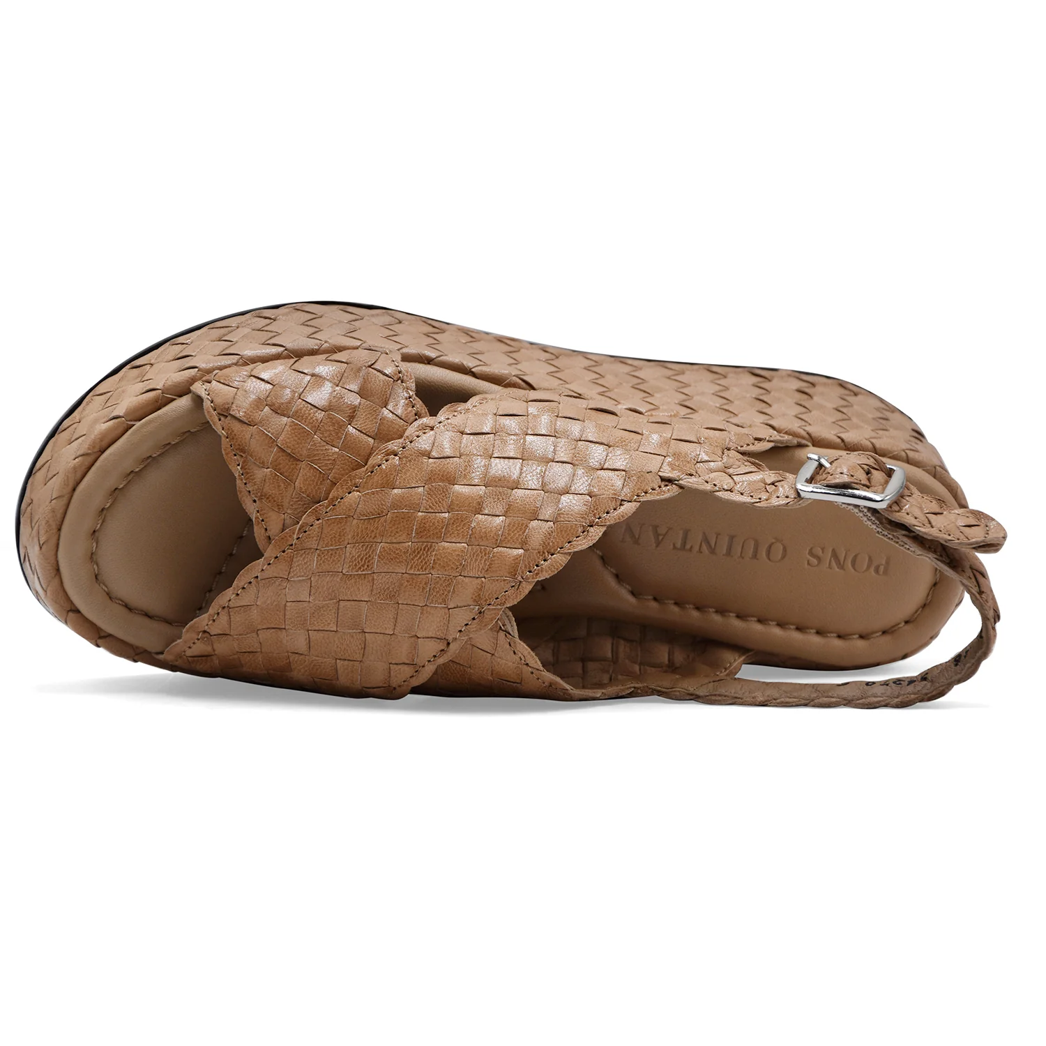 Pons Quintana Sandali Donna MAUI Vera Pelle Intrecciata Beige - Image 3