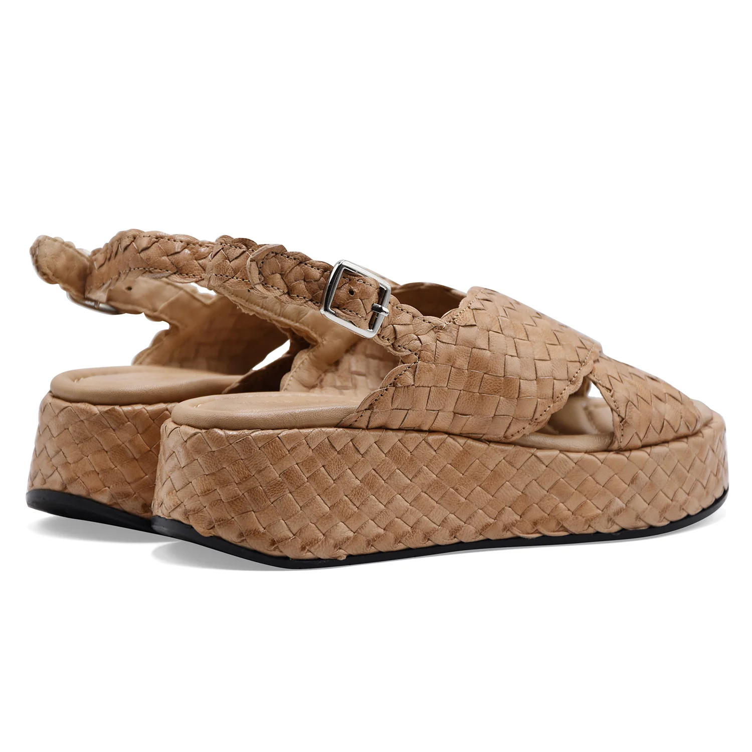 Pons Quintana Sandali Donna MAUI Vera Pelle Intrecciata Beige - Image 5