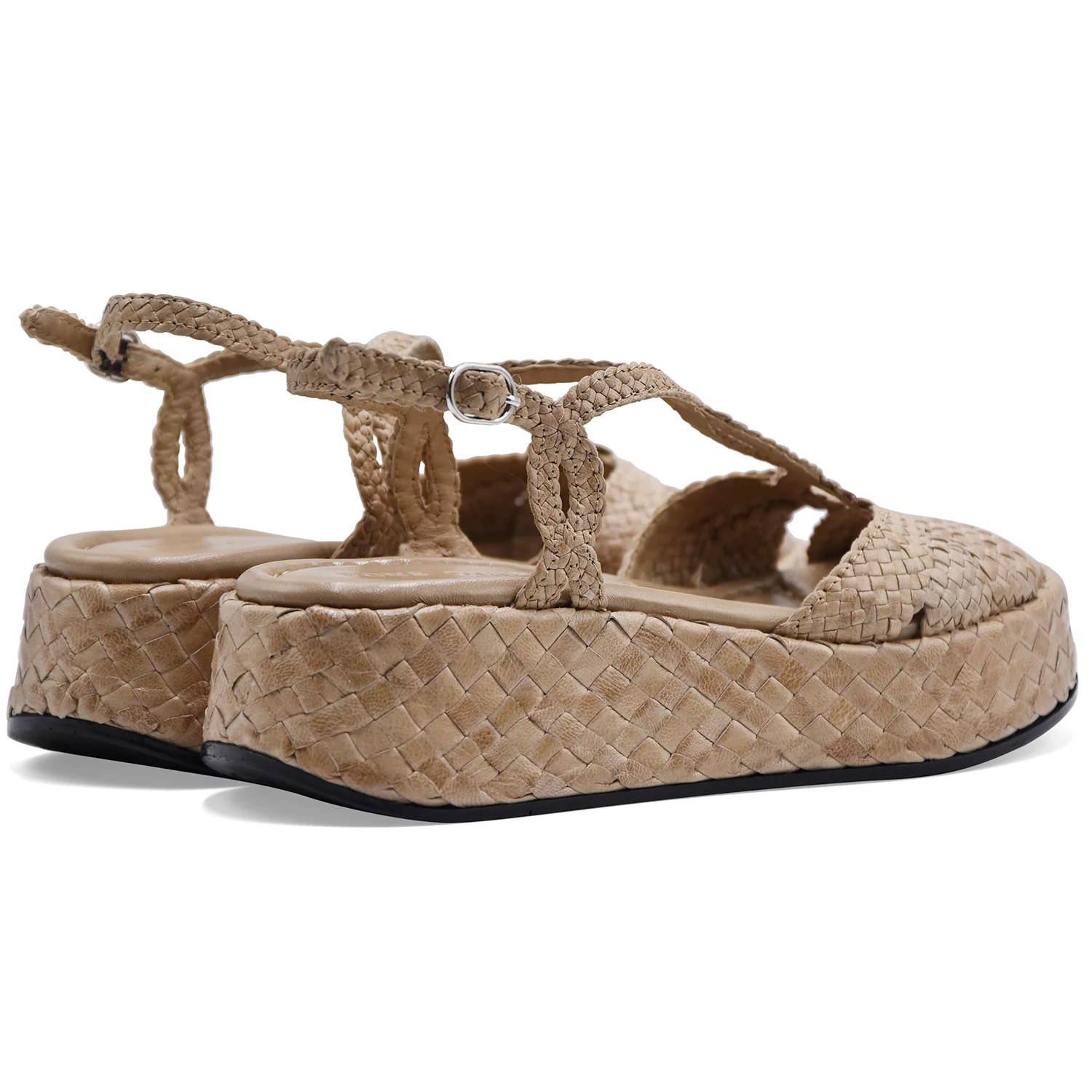 Sandali Donna Pons Quintana MAUI Vera Pelle Intrecciata Taupe - Image 5