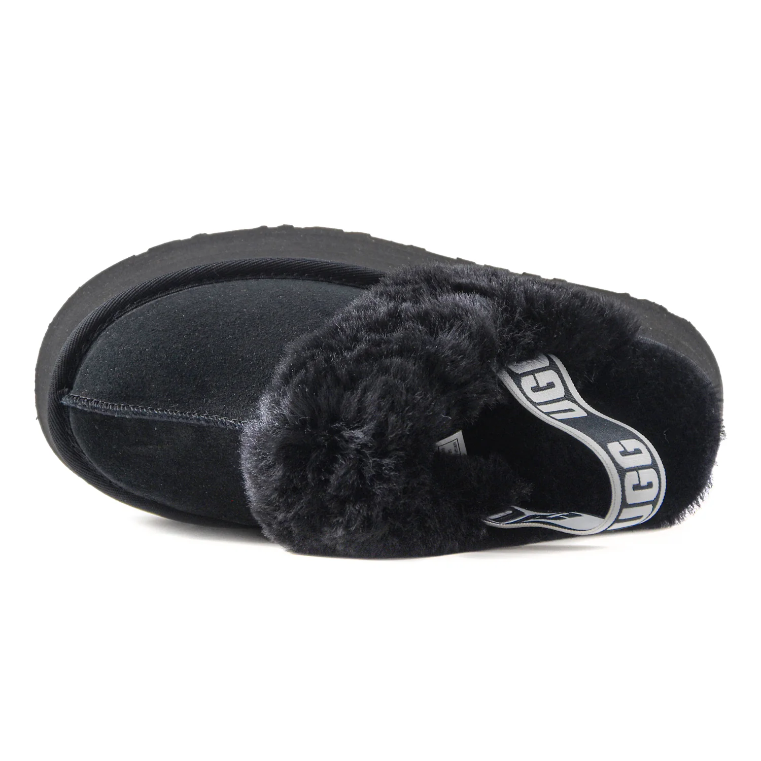 Ugg Sabot Funkette Donna Nero Cinturino Elastico Logato Nel Retro - Image 3