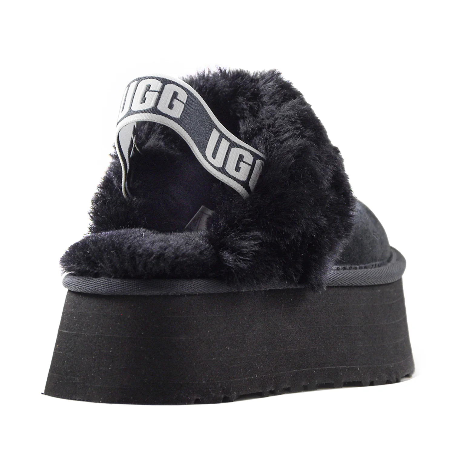 Ugg Sabot Funkette Donna Nero Cinturino Elastico Logato Nel Retro - Image 4