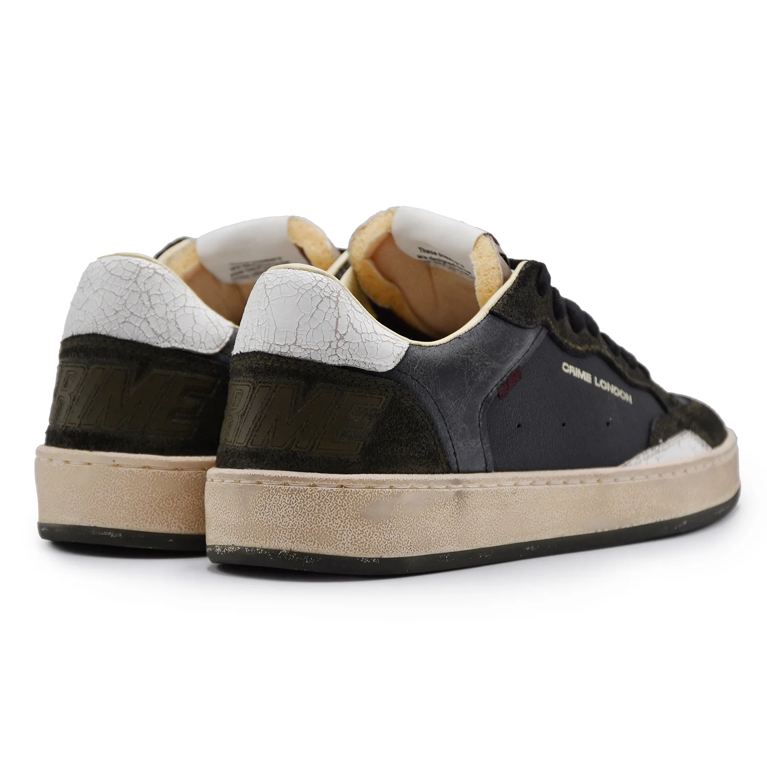 Sneakers Crime London Chelsea Uomo Pelle Suede Nero Verde Scuro - Image 3