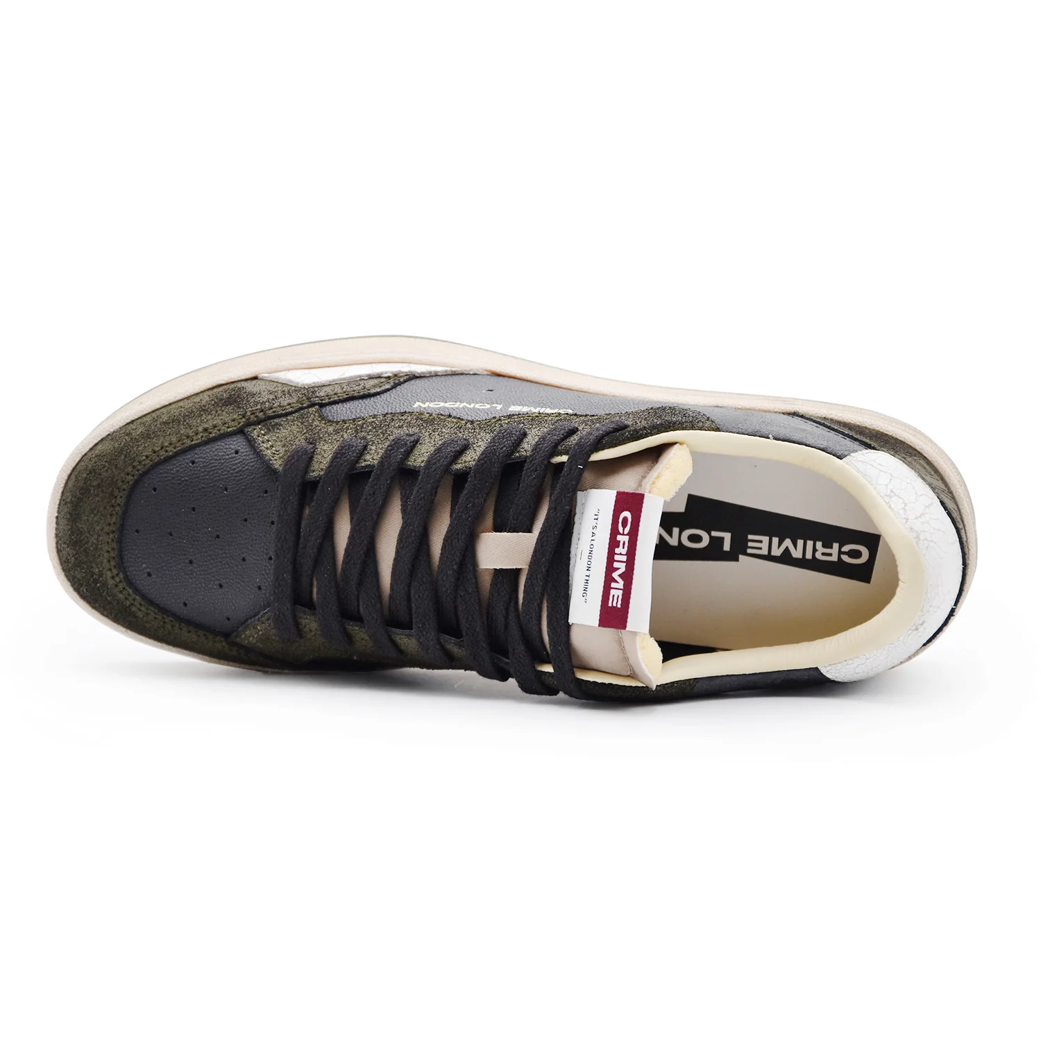 Sneakers Crime London Chelsea Uomo Pelle Suede Nero Verde Scuro - Image 4