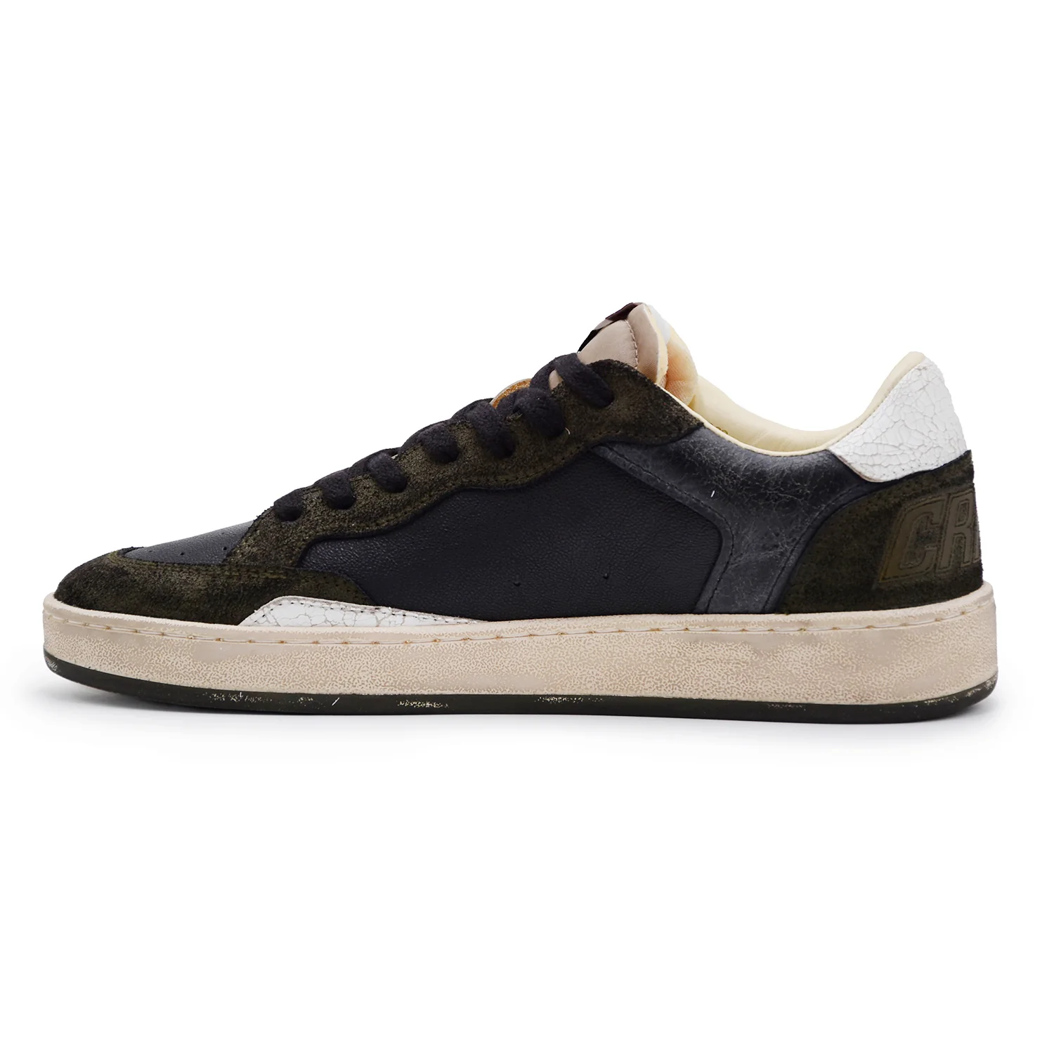 Sneakers Crime London Chelsea Uomo Pelle Suede Nero Verde Scuro - Image 5