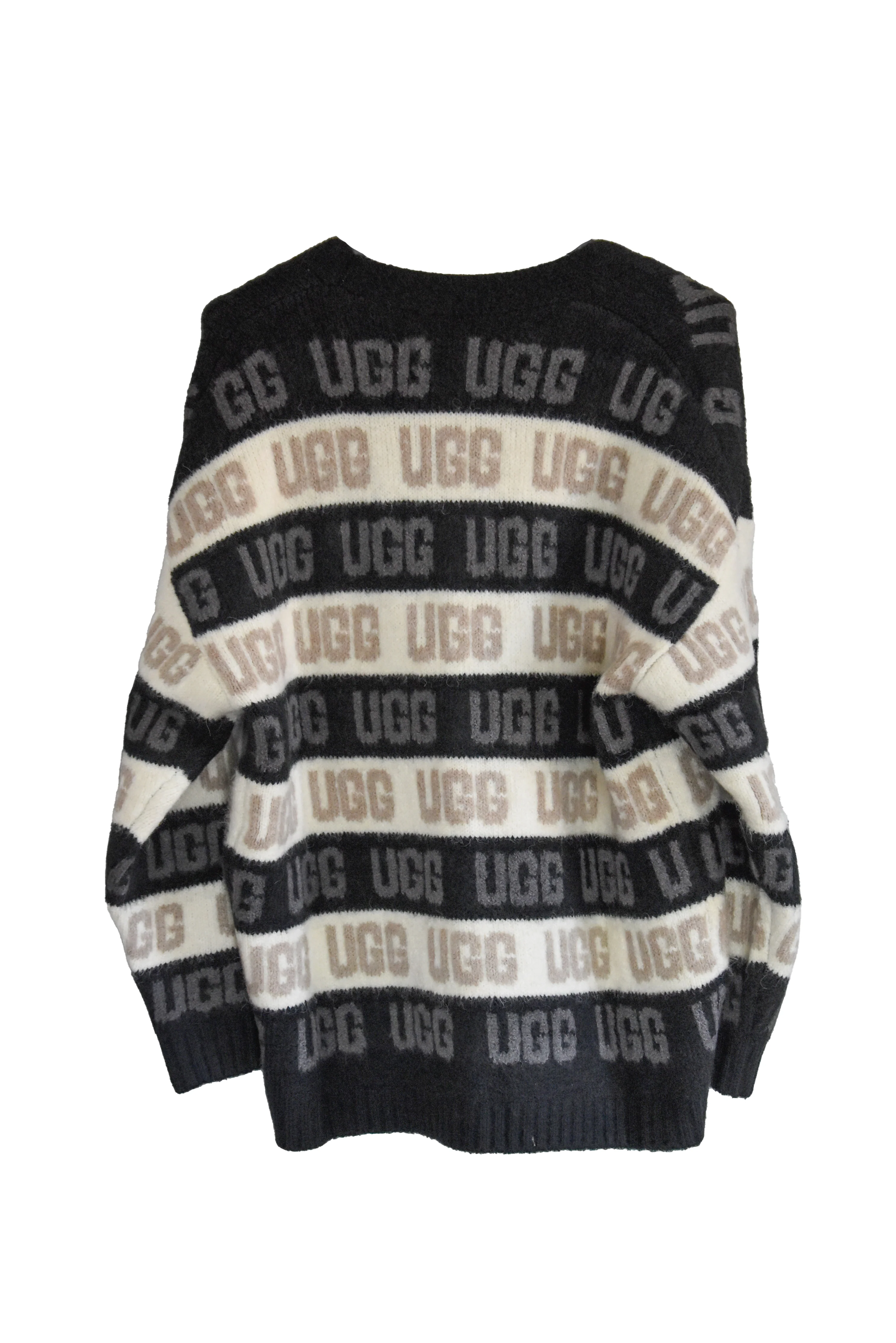 Cardigan Ugg Graphic Bianco E Nero Donna Impreziosito Dal Logo - Image 2