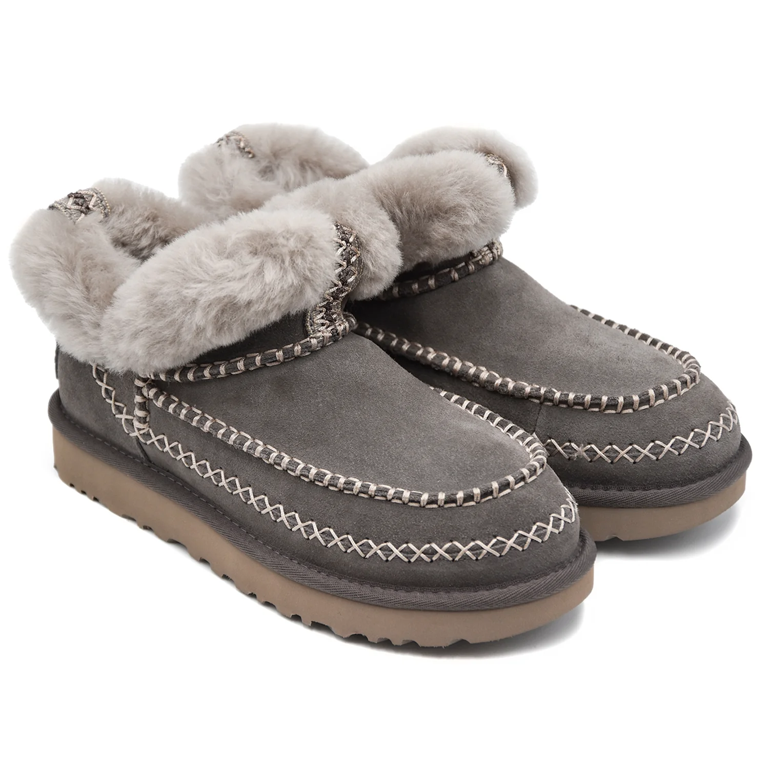 Ugg Ultra Mini Alpine Stivaletti Donna Grigio Con Montone A Vista - Image 2