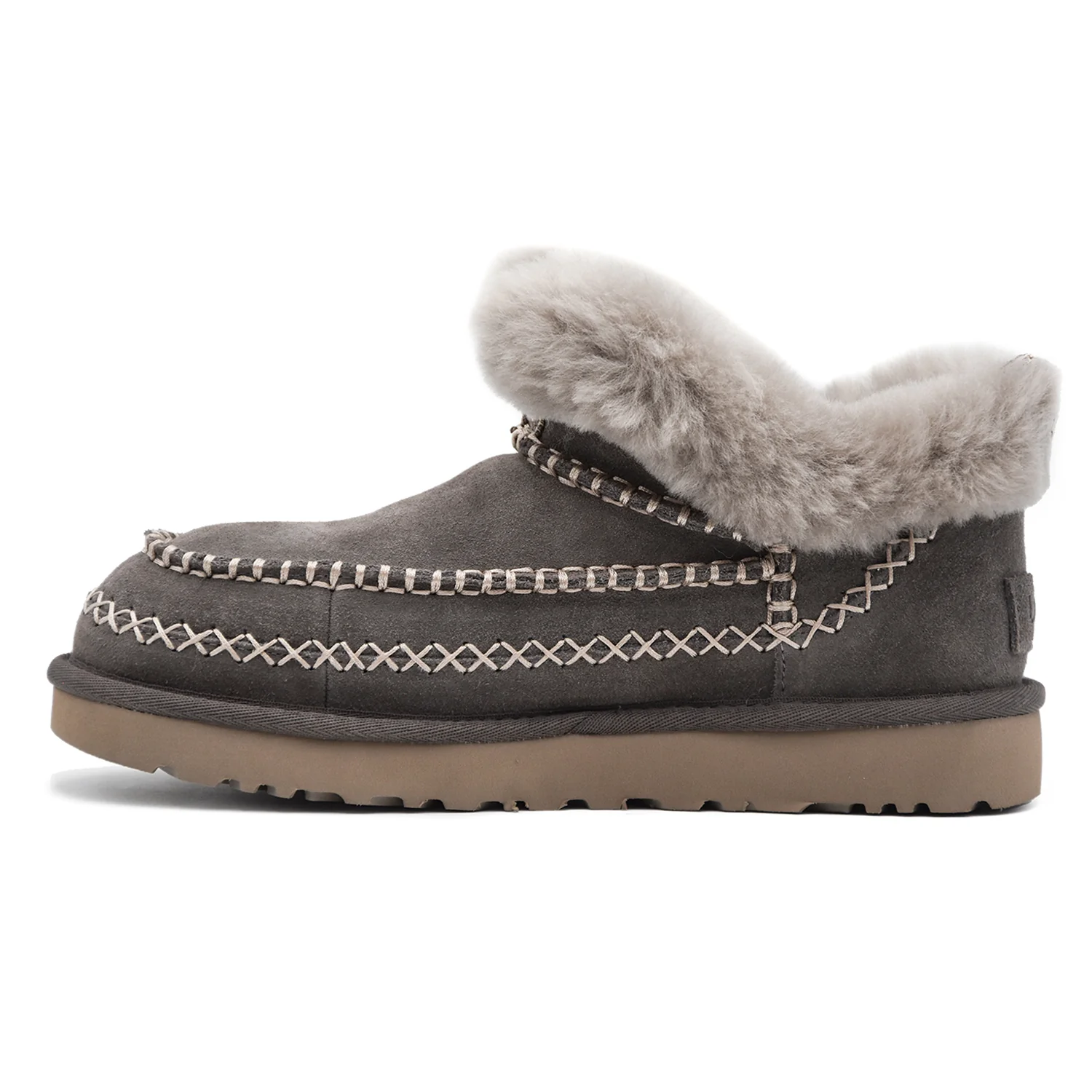 Ugg Ultra Mini Alpine Stivaletti Donna Grigio Con Montone A Vista - Image 3
