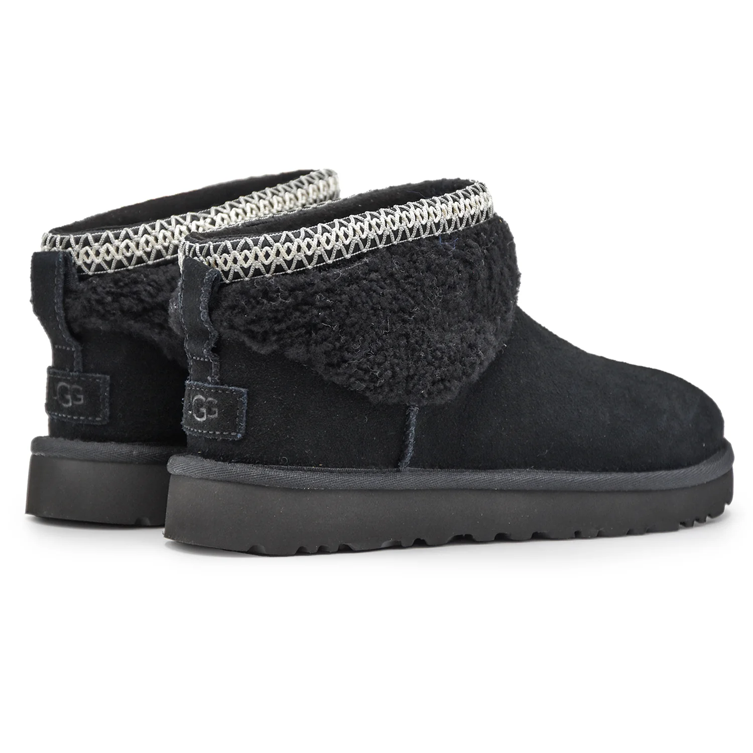 Ugg Ultra Mini Maxi Curly Nero Donna Con Collarino A Contrasto - Image 3