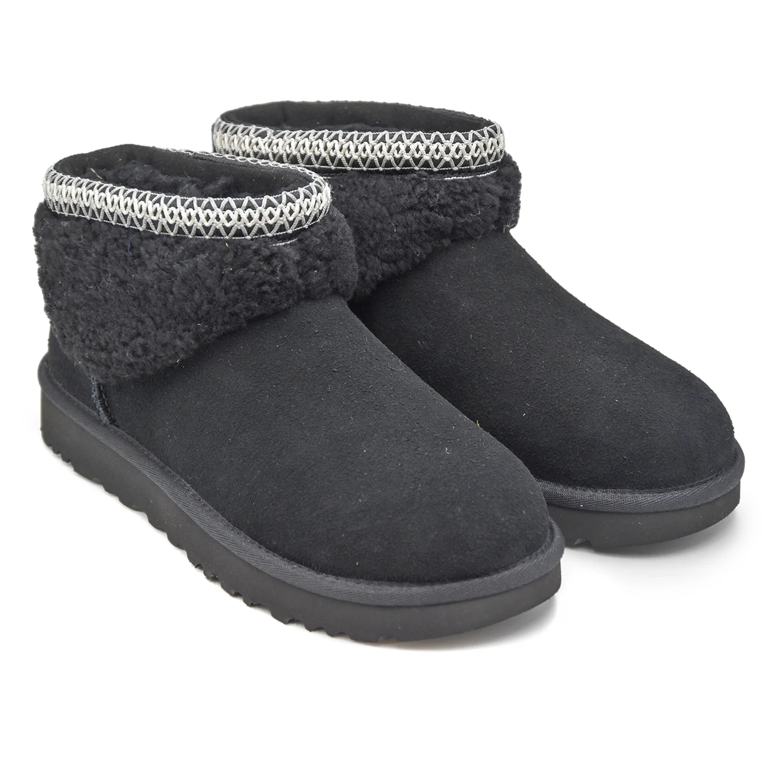 Ugg Ultra Mini Maxi Curly Nero Donna Con Collarino A Contrasto - Image 4