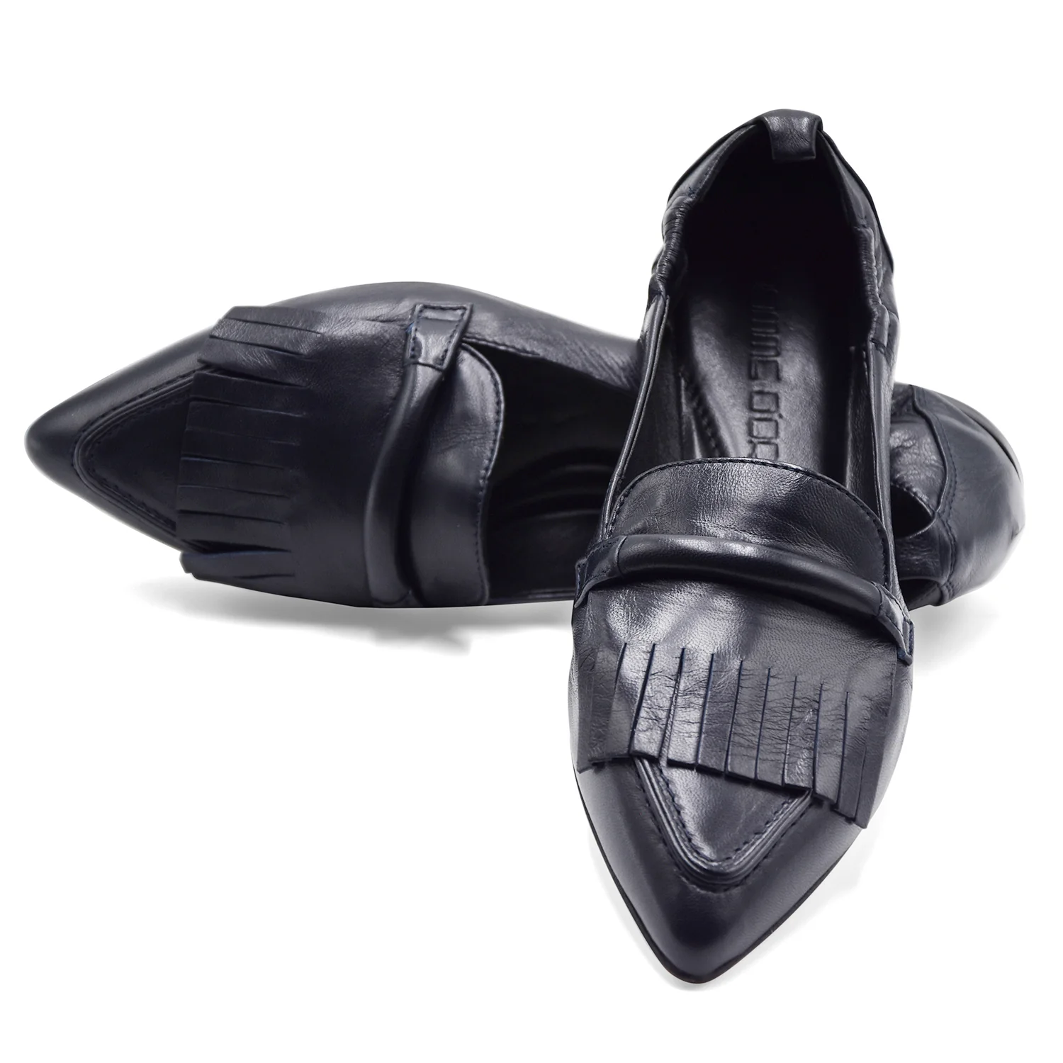 Mocassini Pomme D'Or Donna Nappa Glove Navy Frangia Decorativa - Image 3